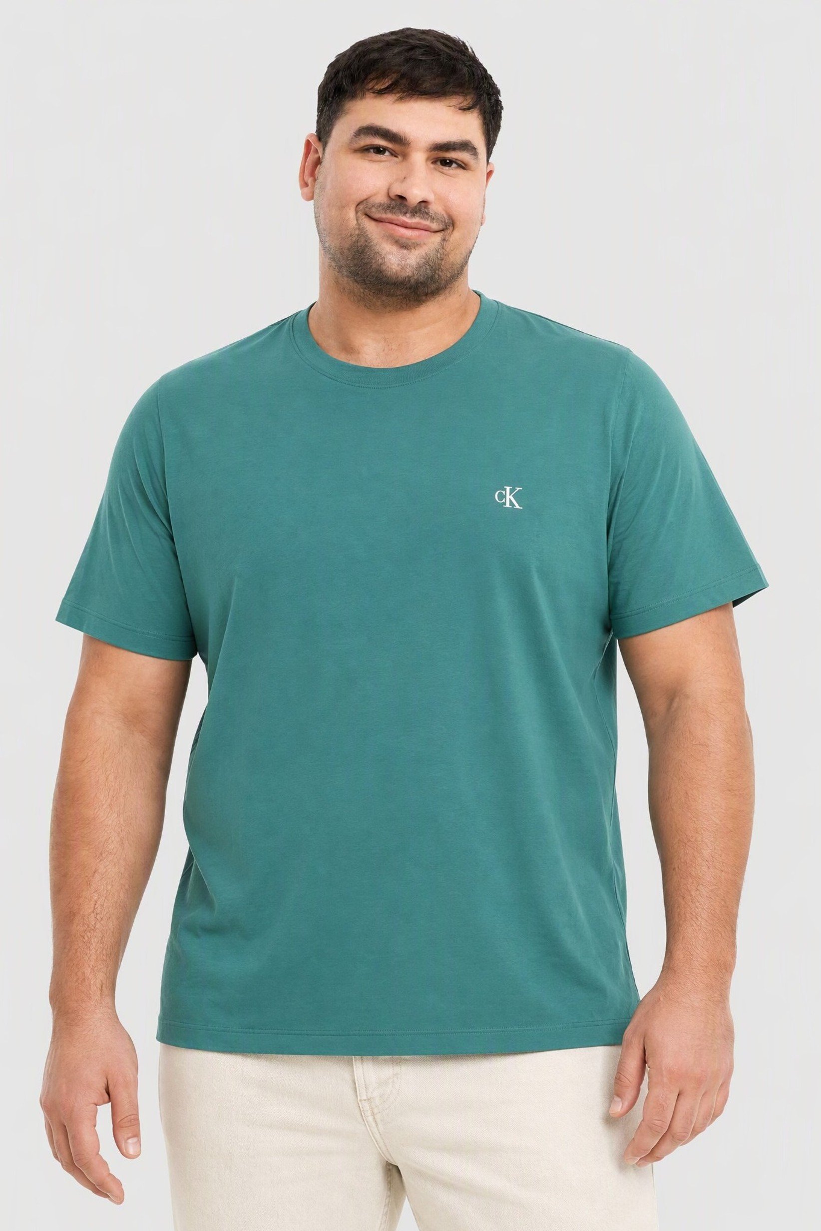 Calvin Klein Jeans Men Crew Neck Short Sleeve Embroidered Logo T-Shirt, Green