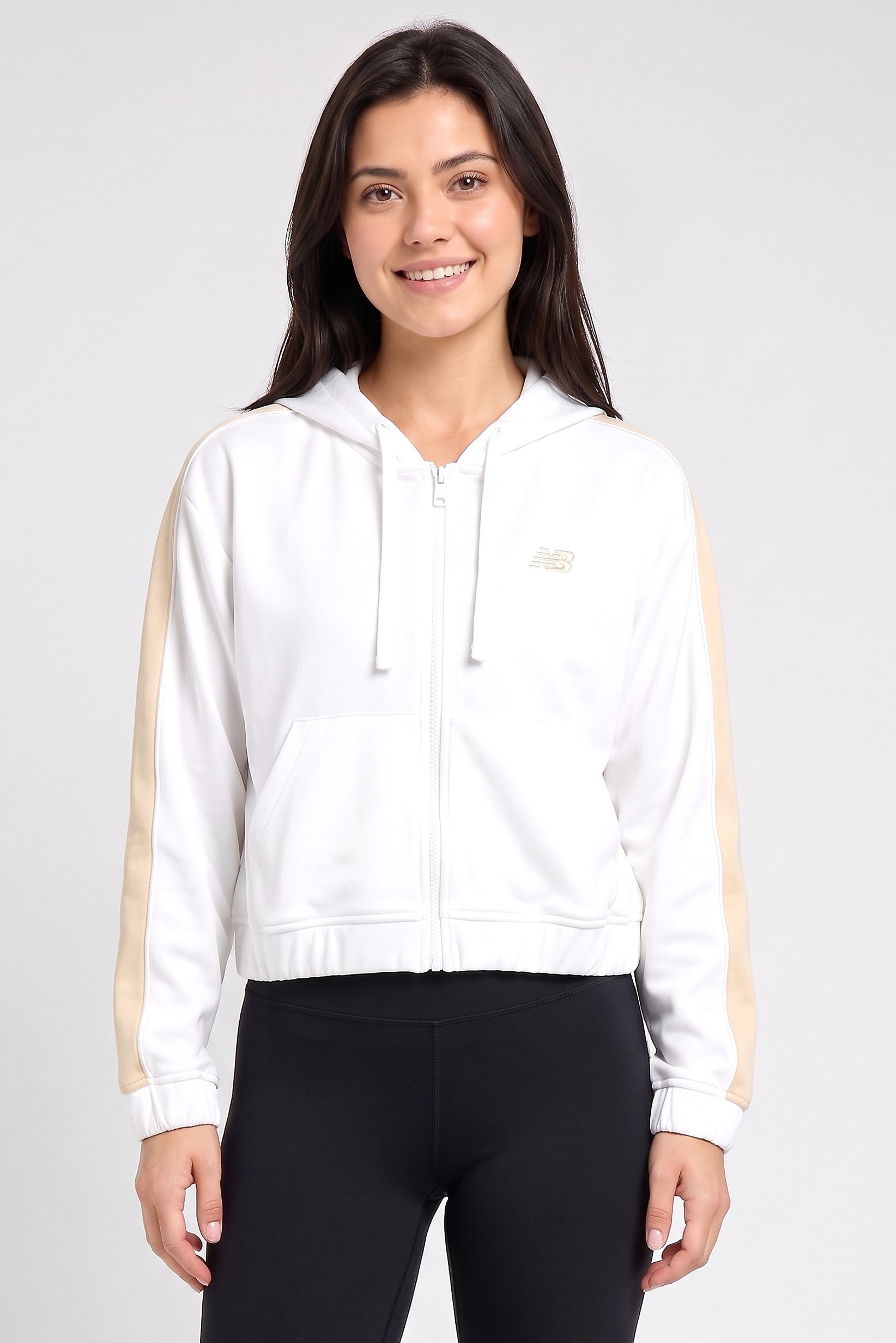 Women Sportswear Fit Long Sleeve Full Zip Outdoor Hoodie, White