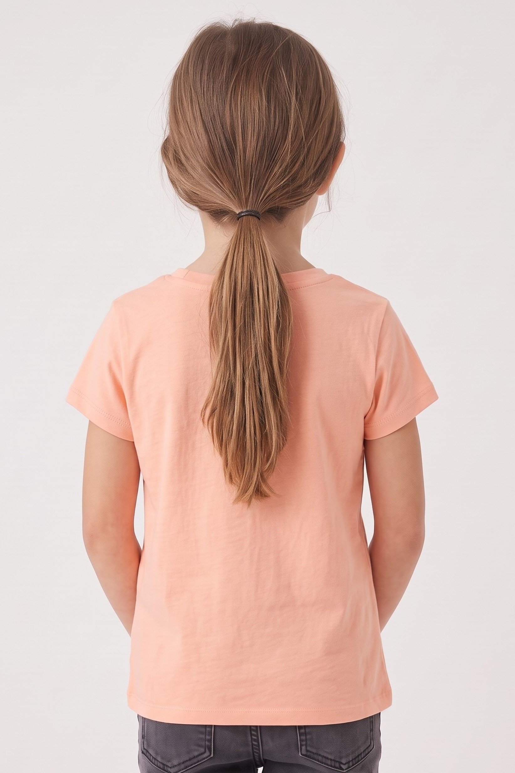 Toddlers Girl Short Sleeve Graphic Print Top, Peach