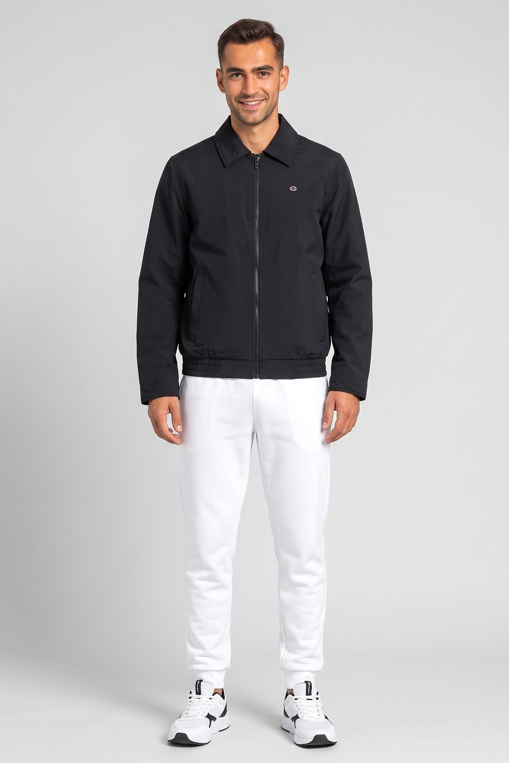 Men Sportswear Fit Outdoor Full Zip Jacket, Black