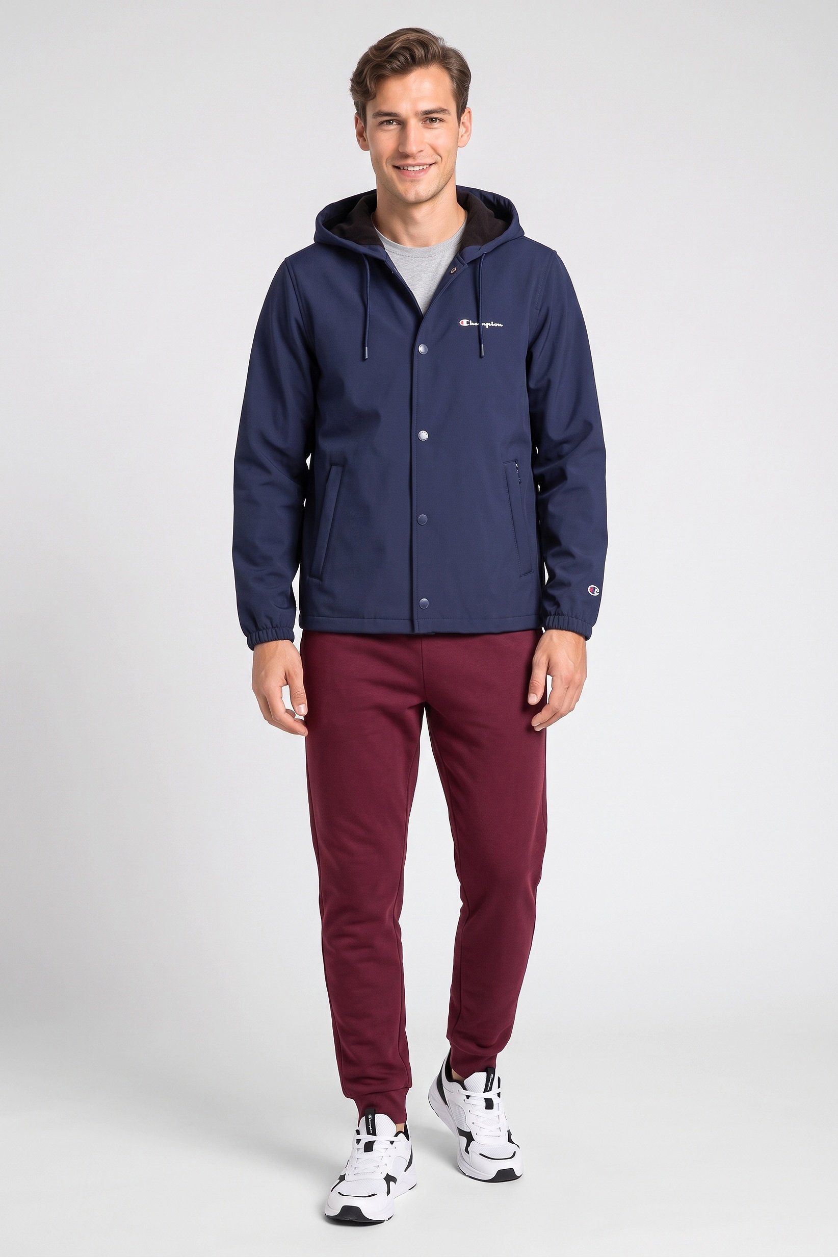 Men Sportswear Fit Outdoor Soft Shell Jacket, Navy Blue