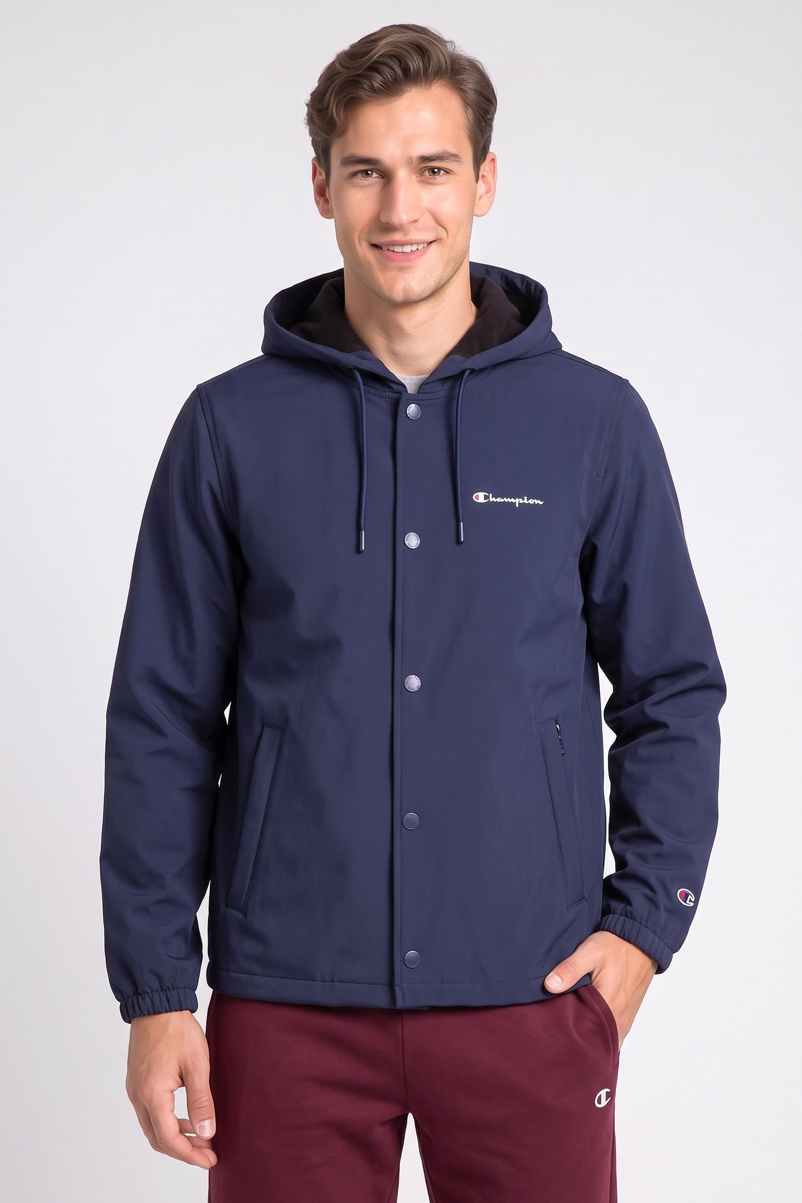 Men Sportswear Fit Outdoor Soft Shell Jacket, Navy Blue