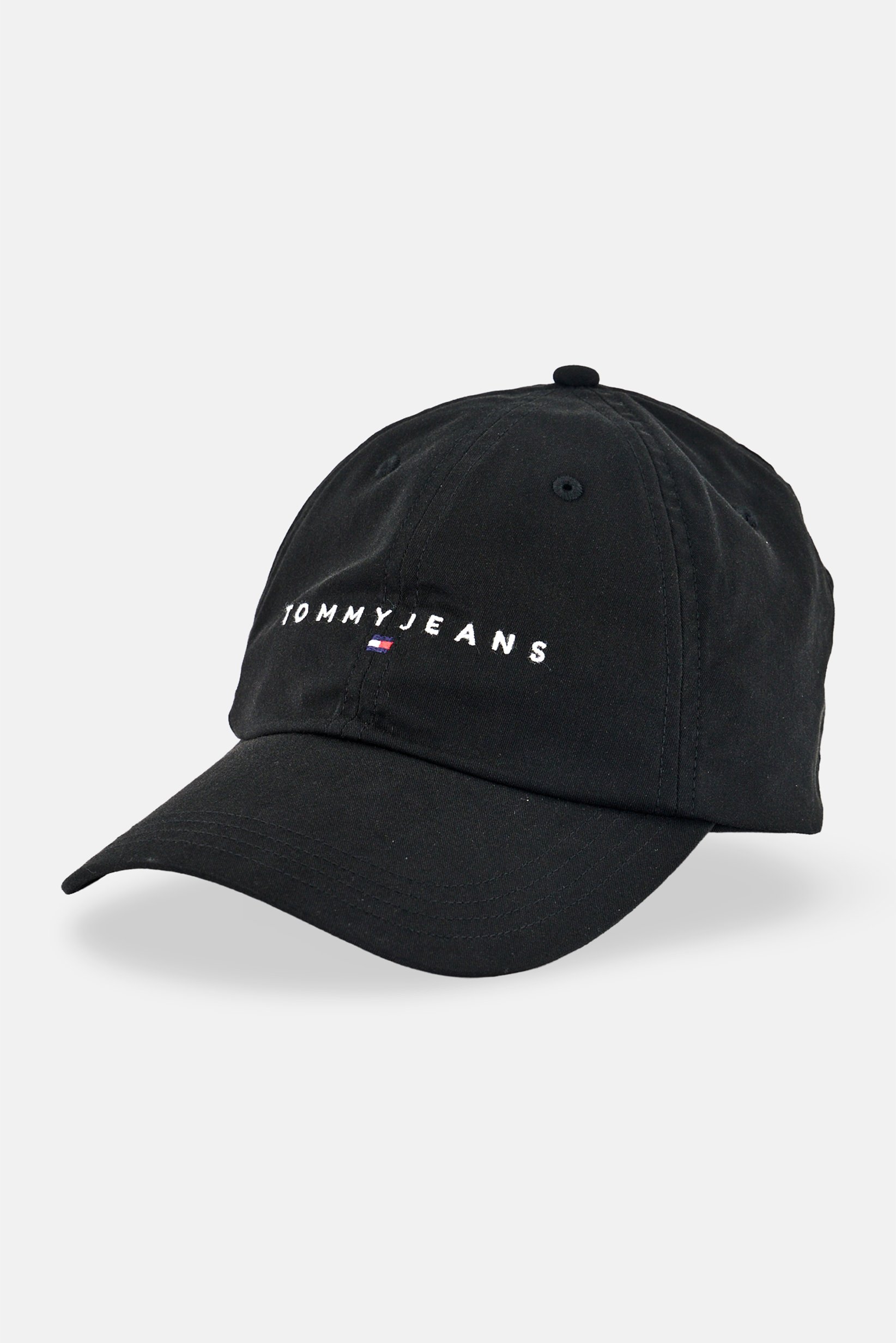 Men Embroidered Logo Velcro Closure Cap, Black