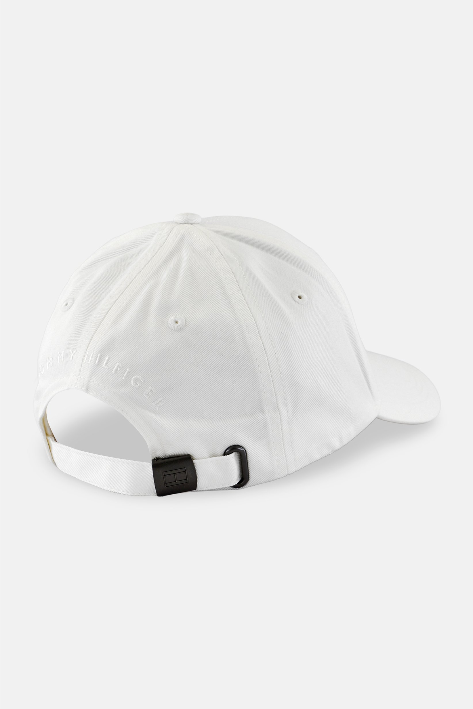 Men Embroidered Logo Adjustable Buckle Closure Cap, White