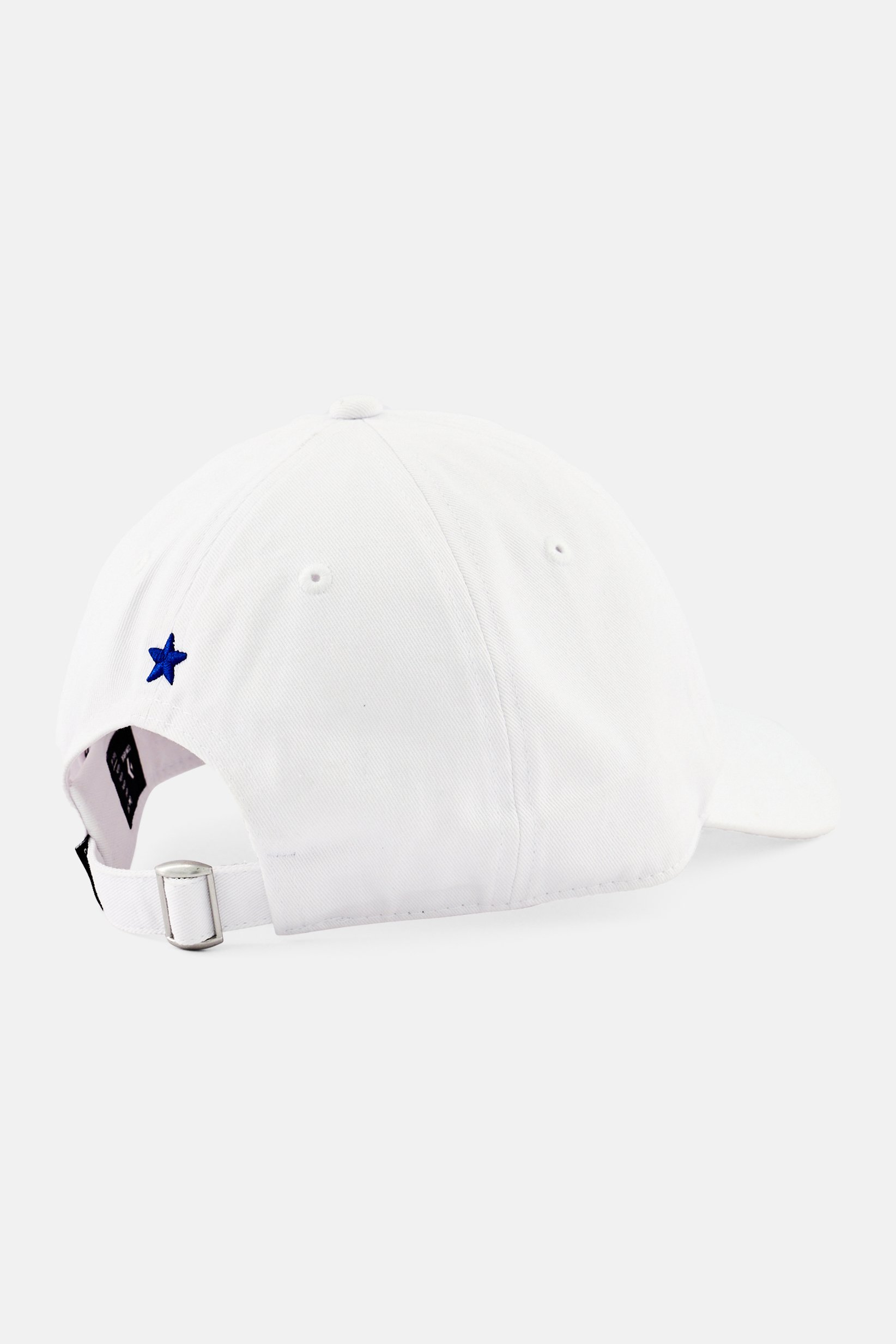 Men Embroidered Logo Adjustable Buckle Closure Cap, White