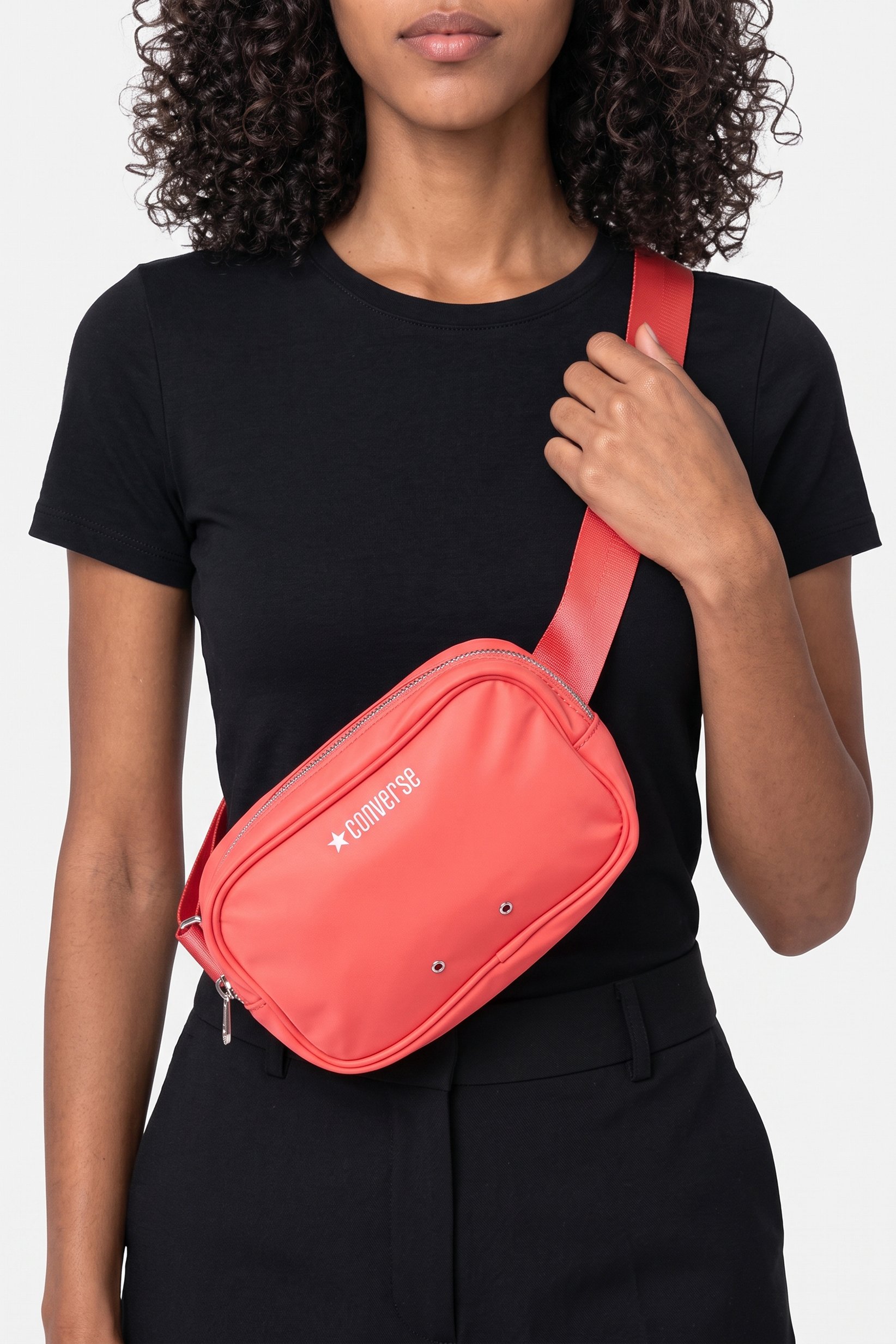Women Brand Logo Cross Body Bag, Coral