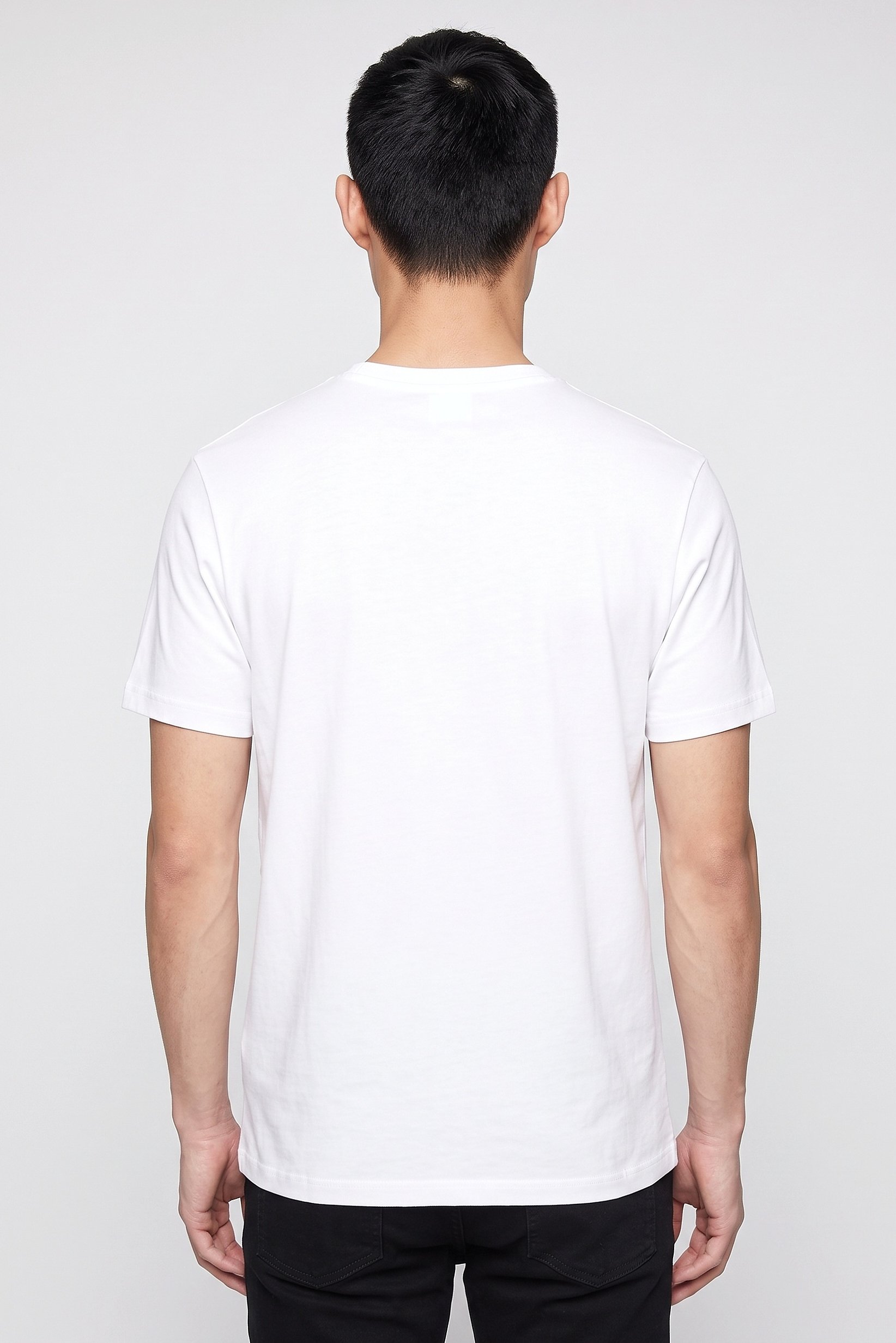 Men Crew Neck Short Sleeve Brand Logo T-Shirt, White