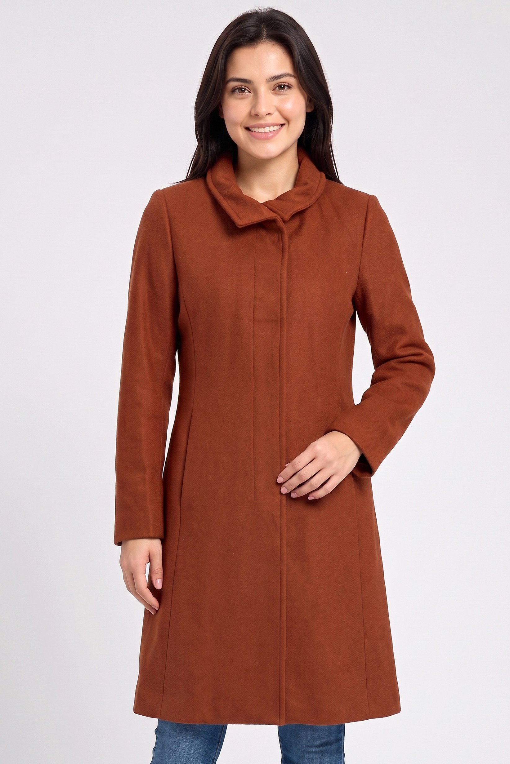 Women Textured Trench Coat, Rust