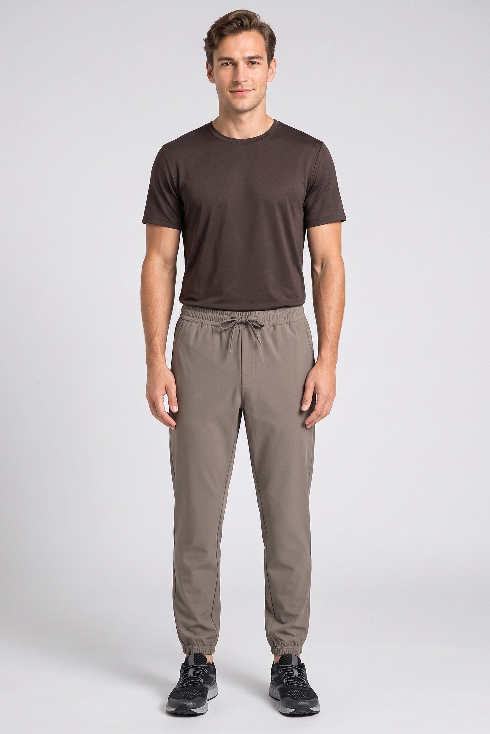 Men Sportswear Fit Training Track Pants, Taupe