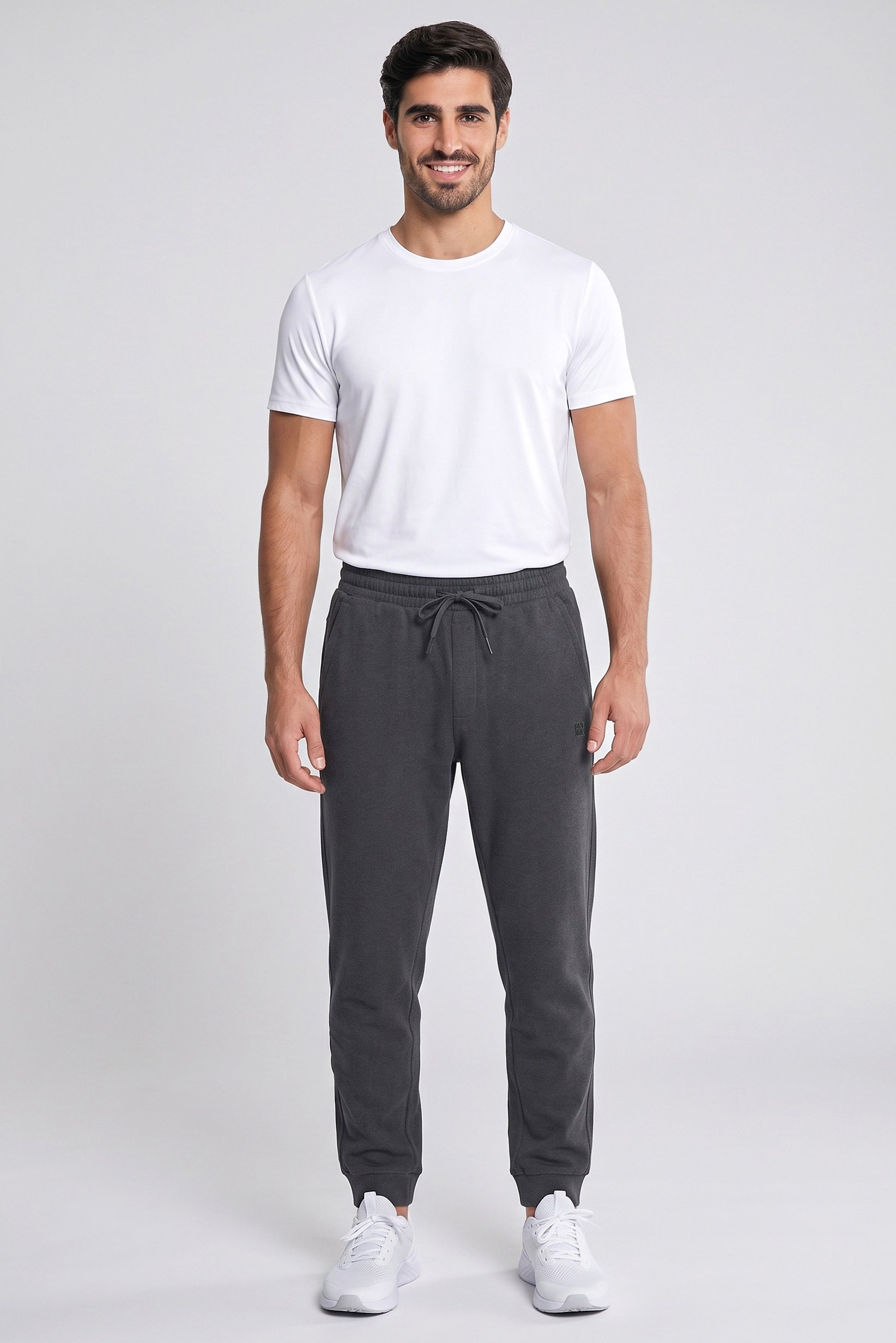 Men Sportswear Fit Drawstring Outdoor Sweatpants, Grey