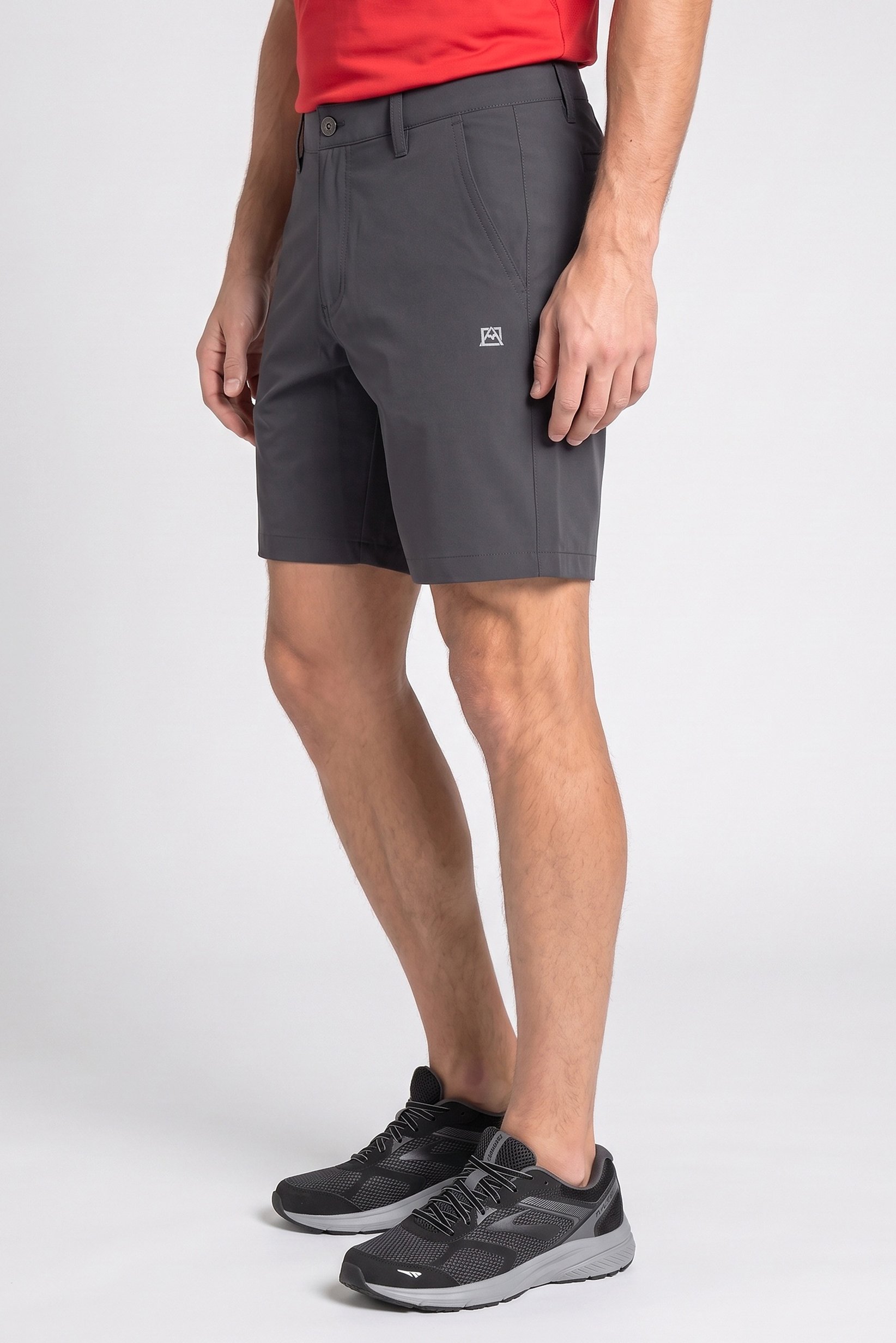 Men Sportswear Fit Brand Logo Walking Shorts, Dark Grey