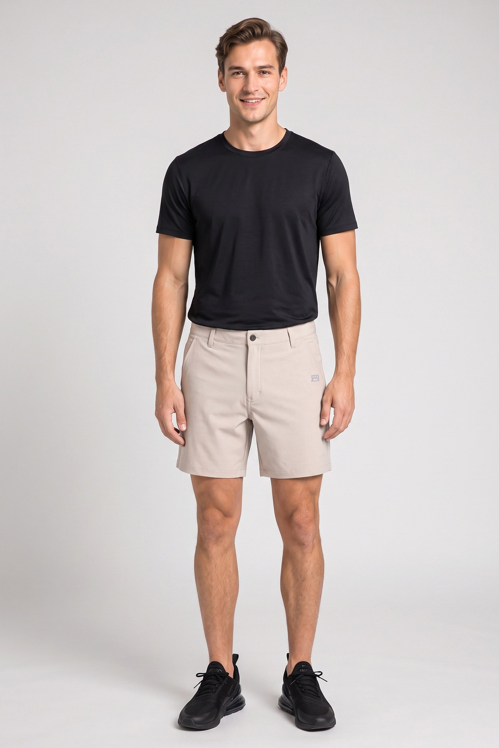Men Sportswear Fit 8 Inseam Walking Shorts, Light Beige