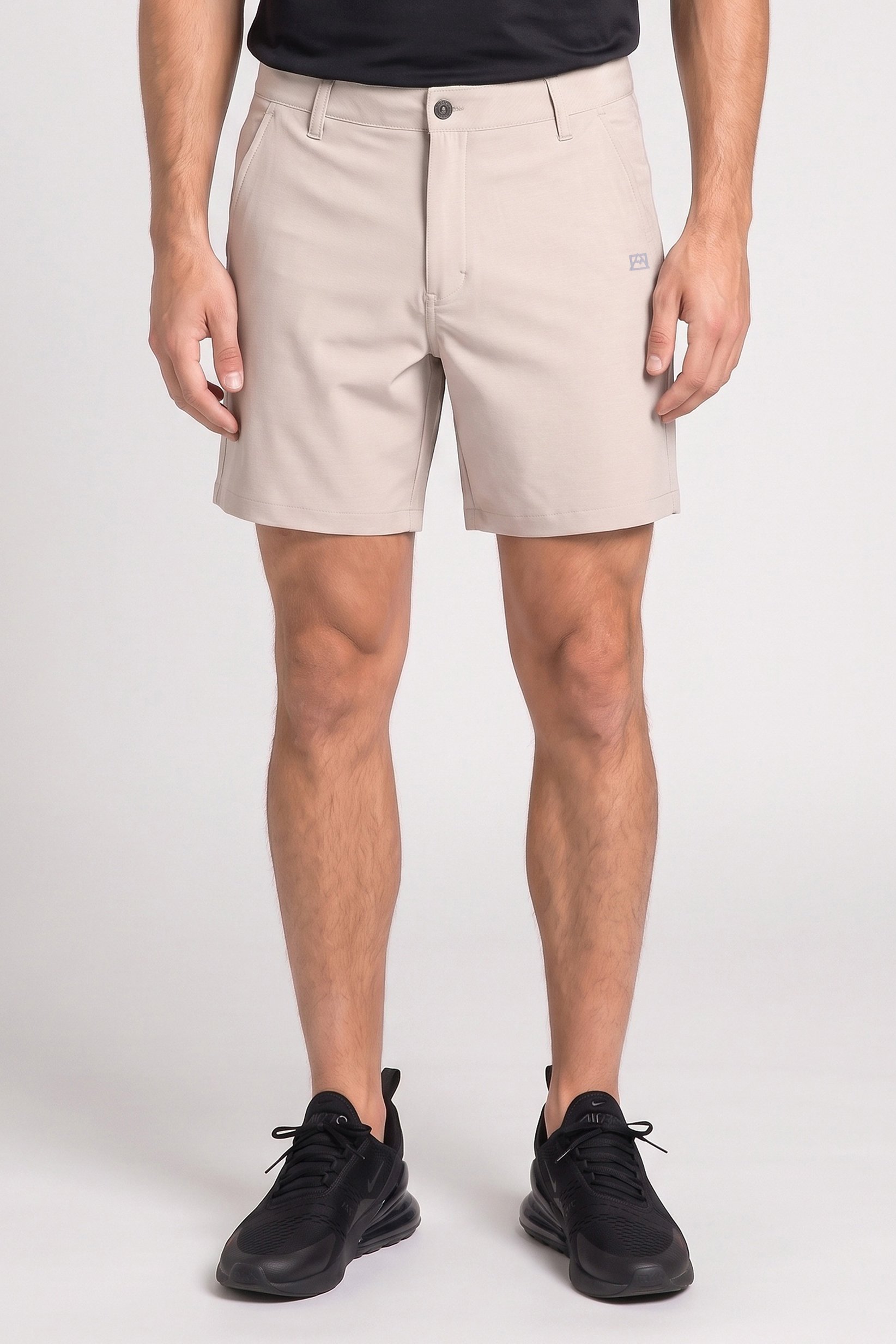 Men Sportswear Fit 8 Inseam Walking Shorts, Light Beige