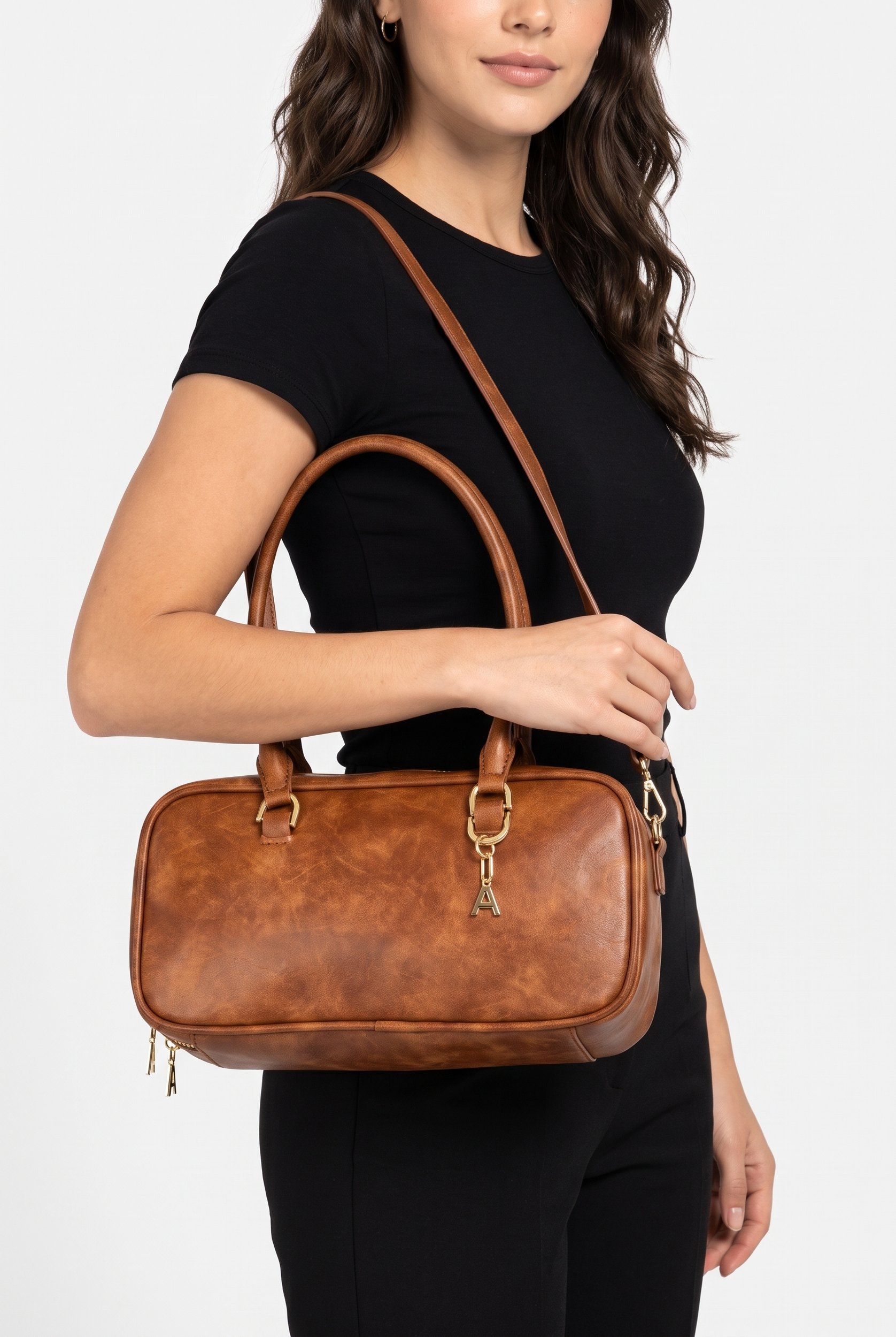 Women Solid Handbag, Tan