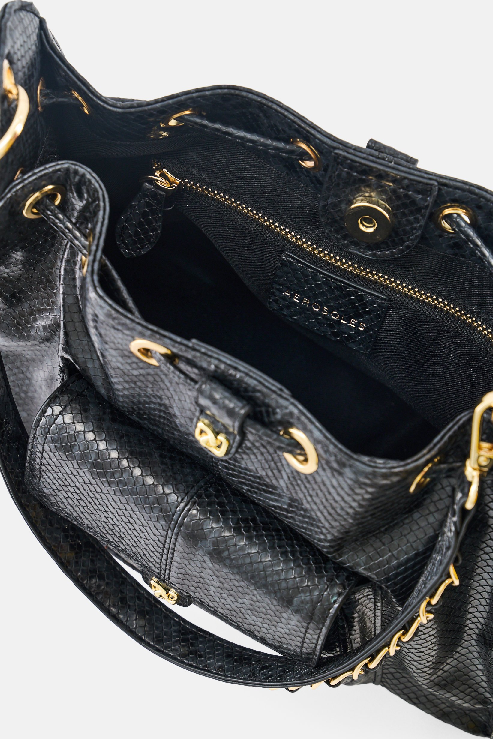 Women Snakeskin Handbag, Black
