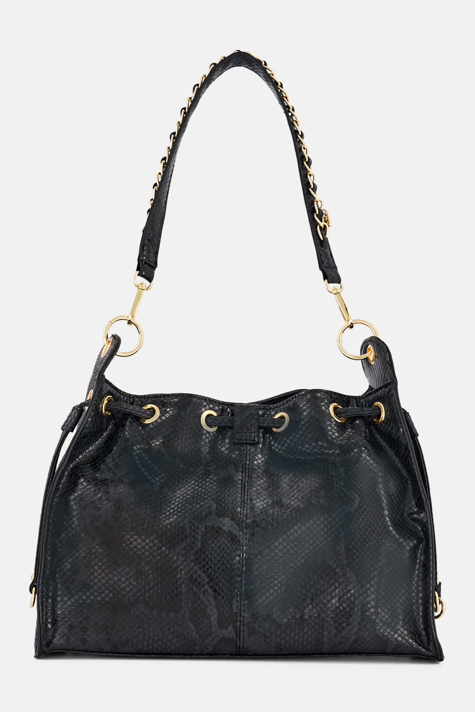 Women Snakeskin Handbag, Black