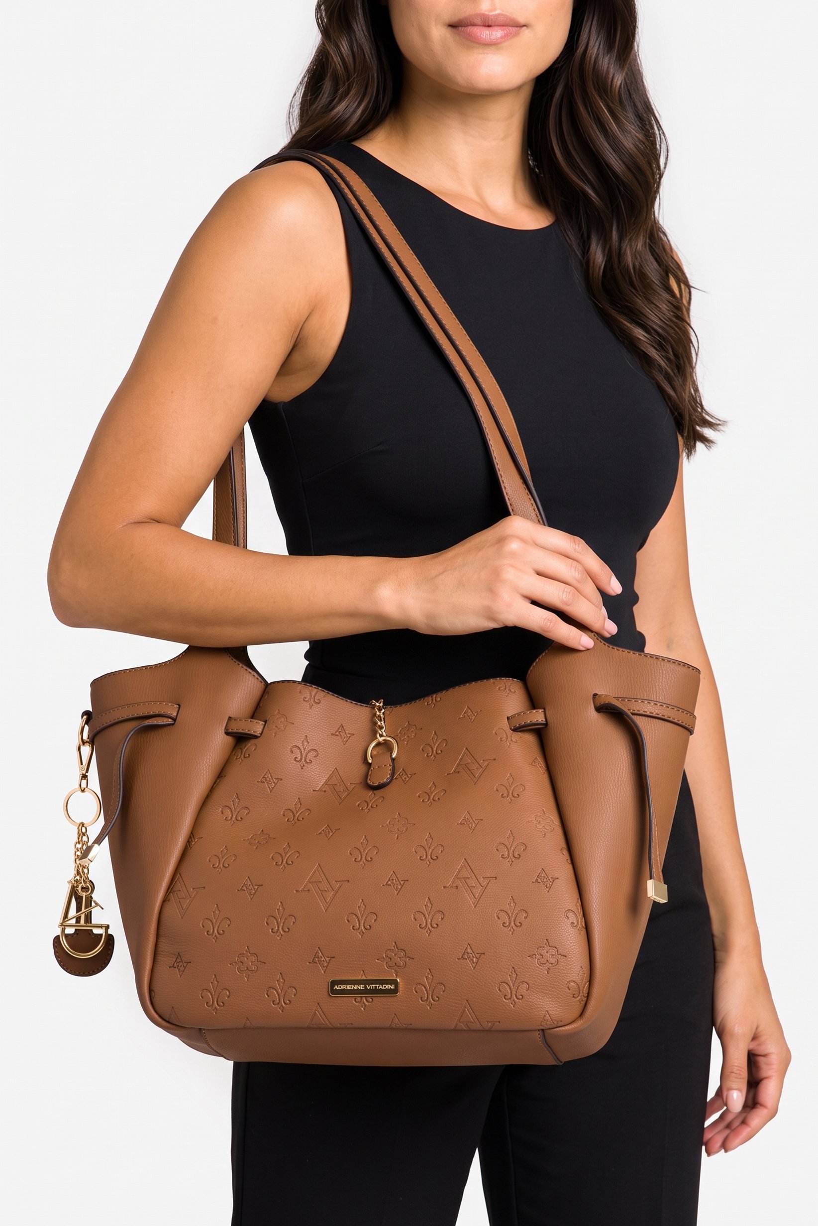 Women Allover Print Tote Bag, Brown