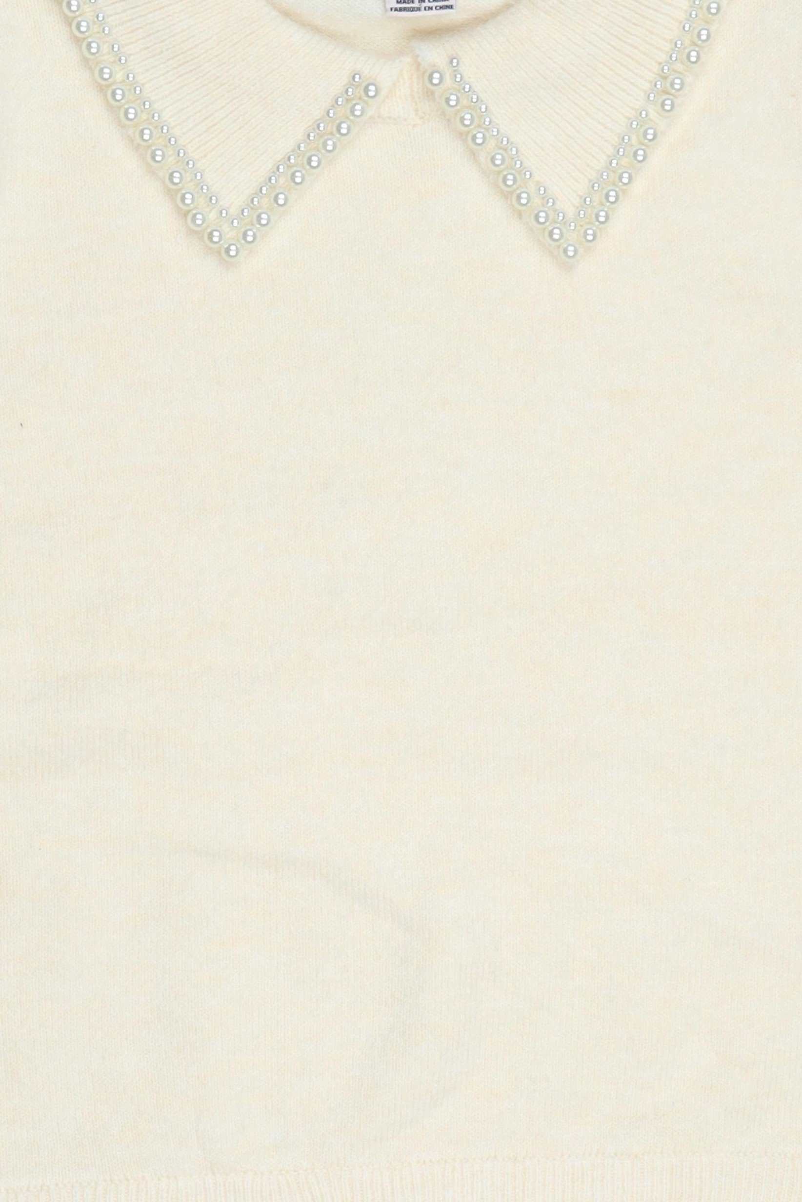 Women Peter Pan Collar Knitted Sweater, Cream