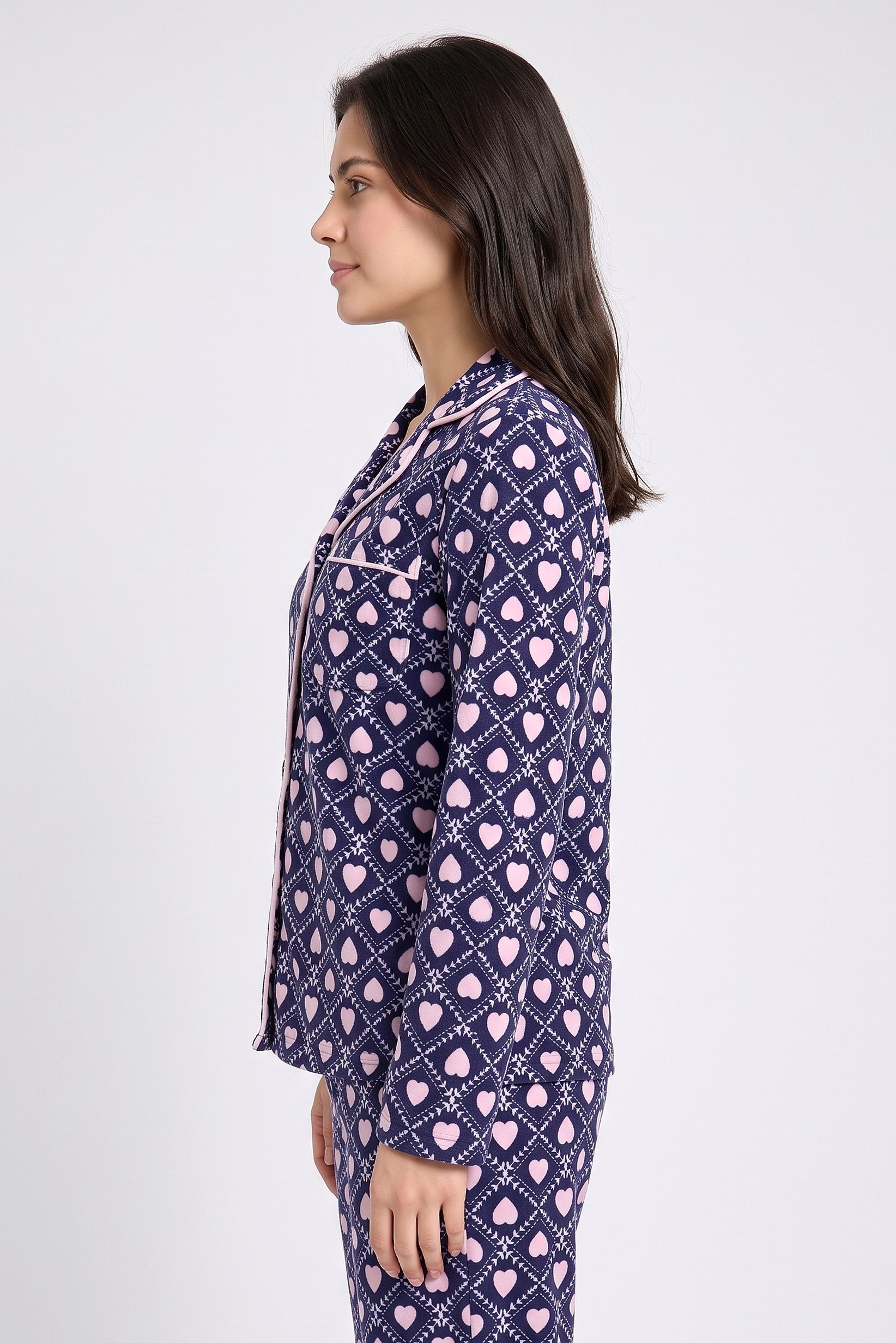 Women 2 Pcs Allover Print Long Sleeve Top And Pajama Bottom Sleepwear Set, Multicolor