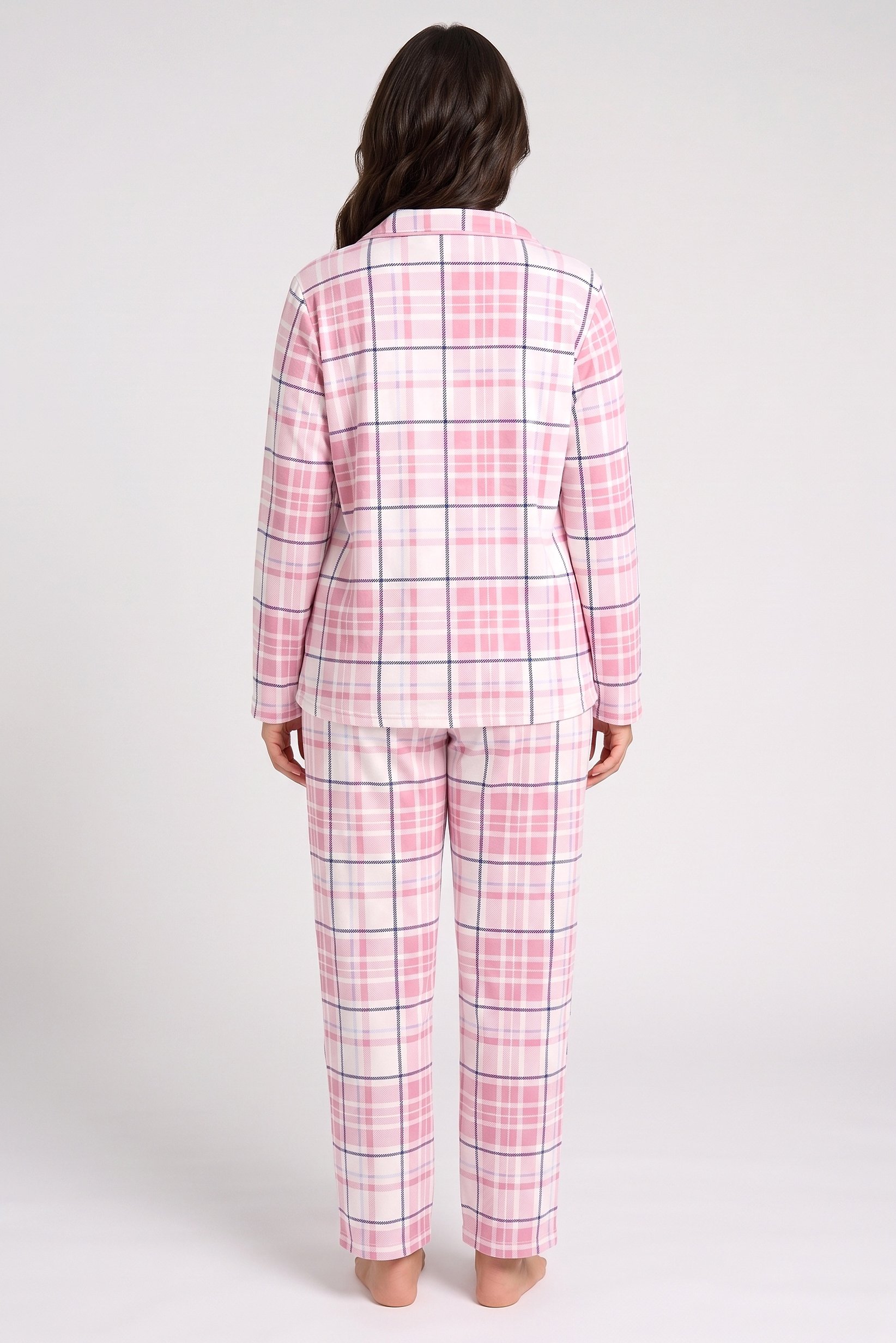 Women Plaid Long Sleeve Top And Pants Sleepwear Set, Multicolor