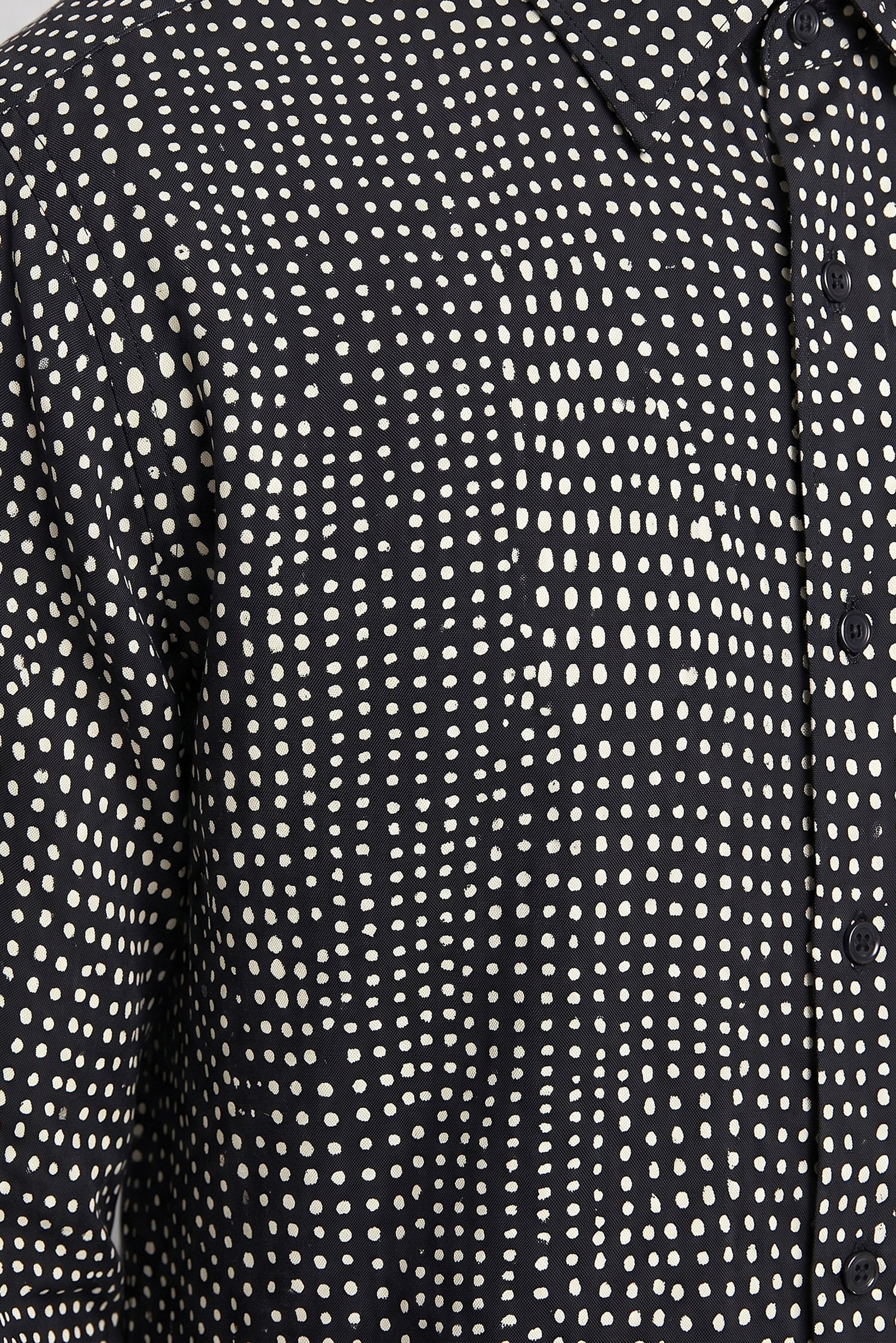 Men Regular Fit  Long Sleeve Polka Dots Dress Shirts, Black