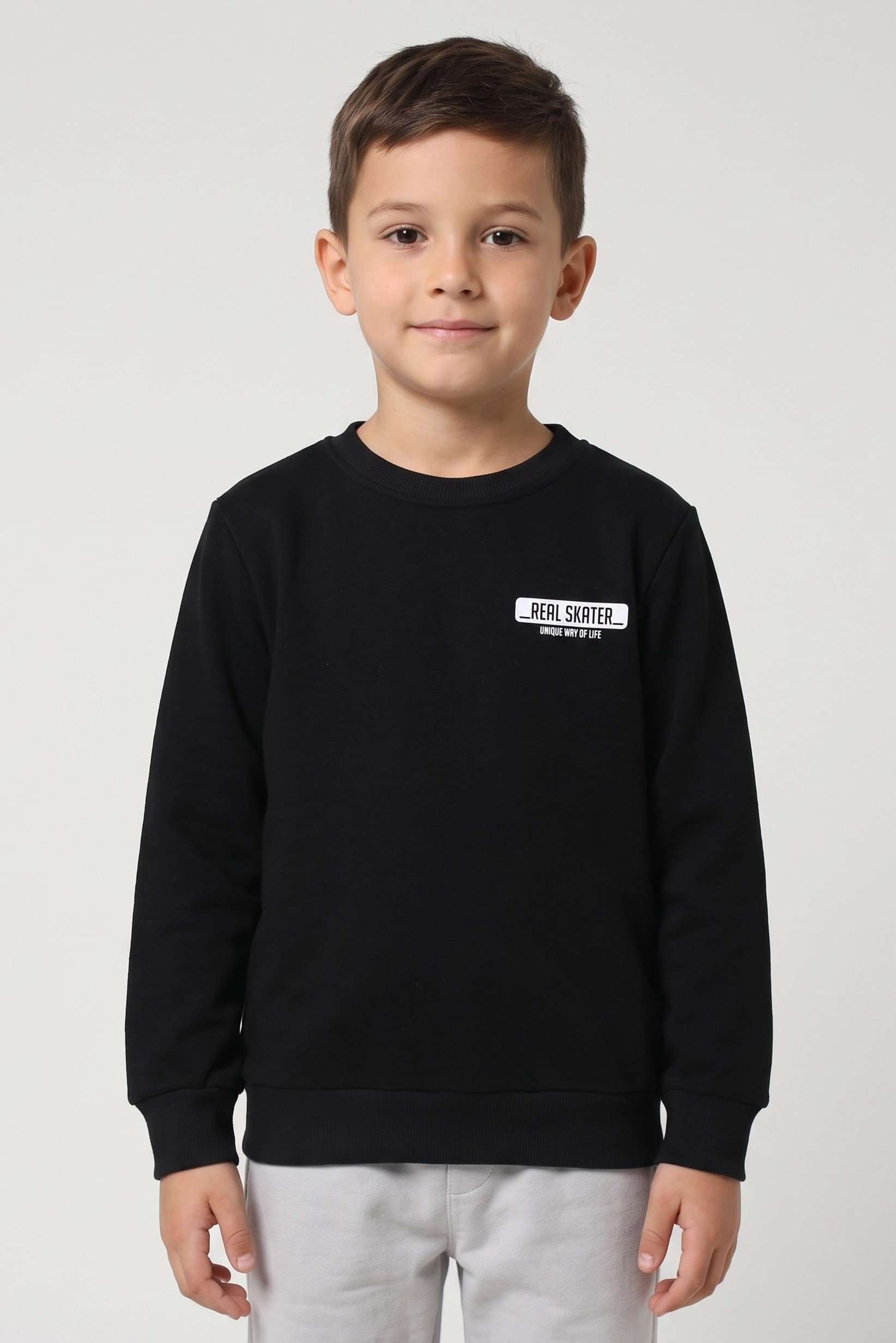 Kids Boy Long Sleeve Graphic Print Sweatshirt, Black