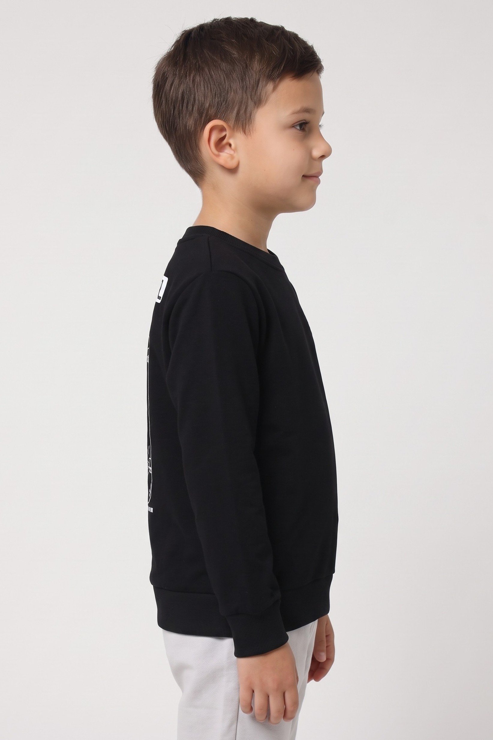 Kids Boy Long Sleeve Graphic Print Sweatshirt, Black