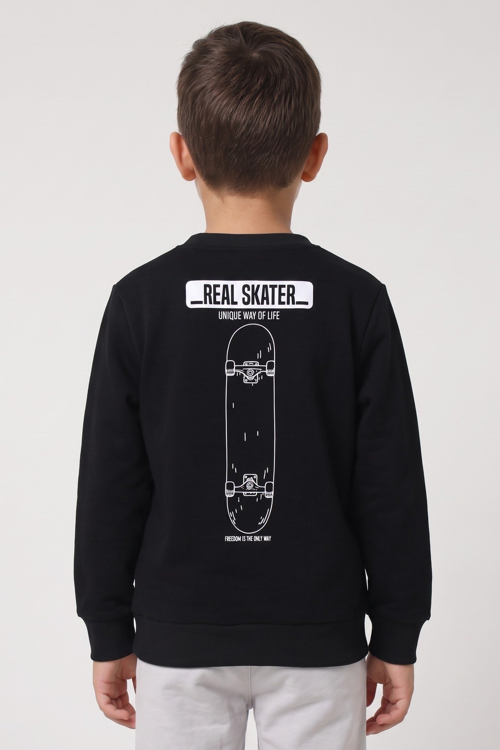 Kids Boy Long Sleeve Graphic Print Sweatshirt, Black