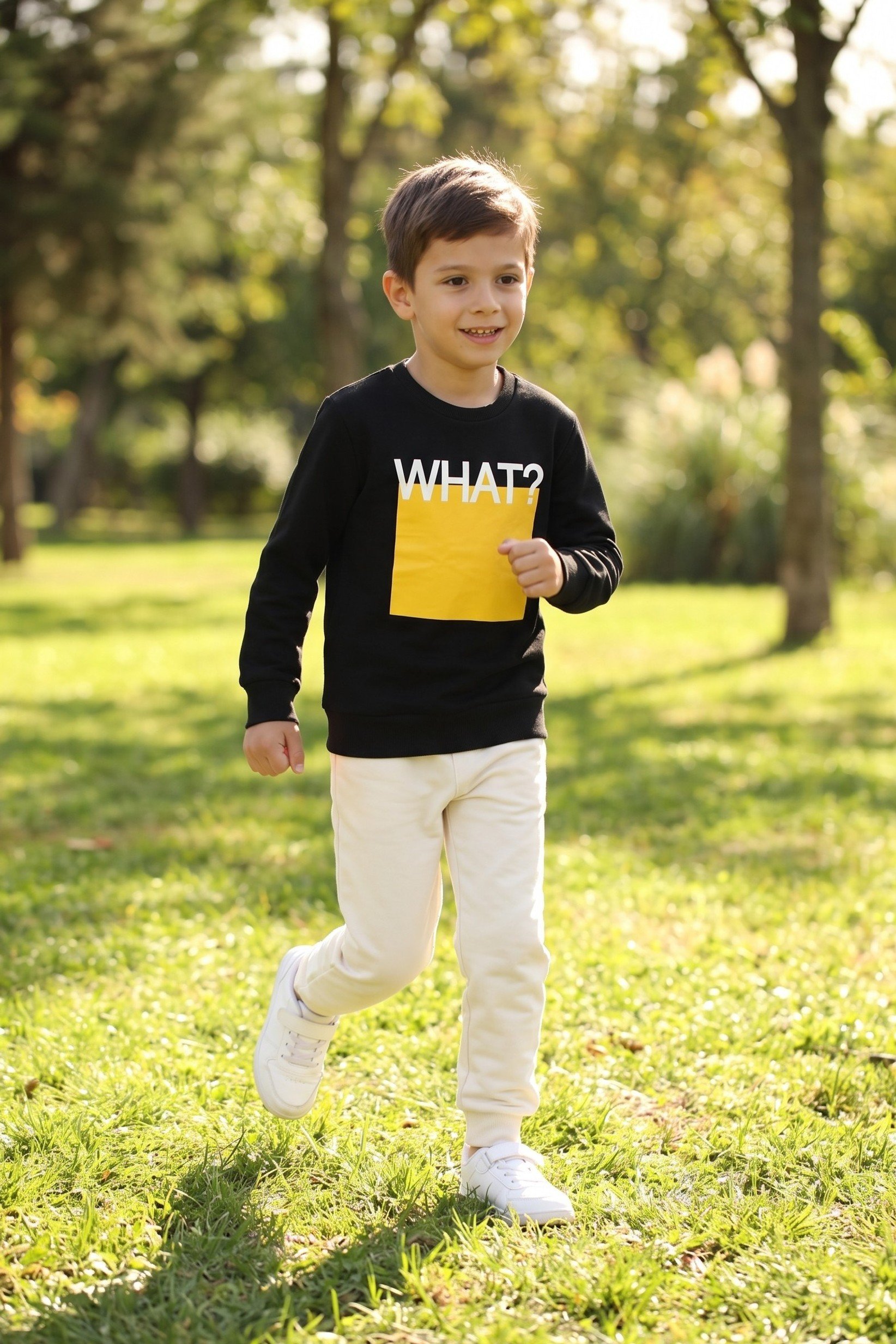 Kids Boy Crew Neck Long Sleeve Graphic Print Sweatshirt, Black