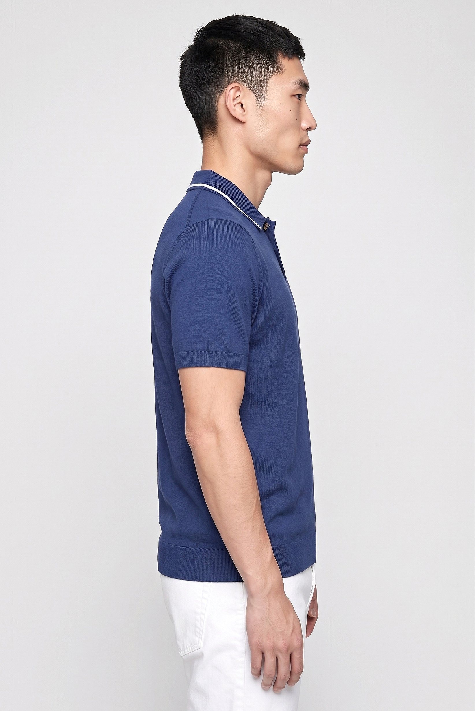 Men Regular Fit Plain Short Sleeve Polo Shirt, Navy