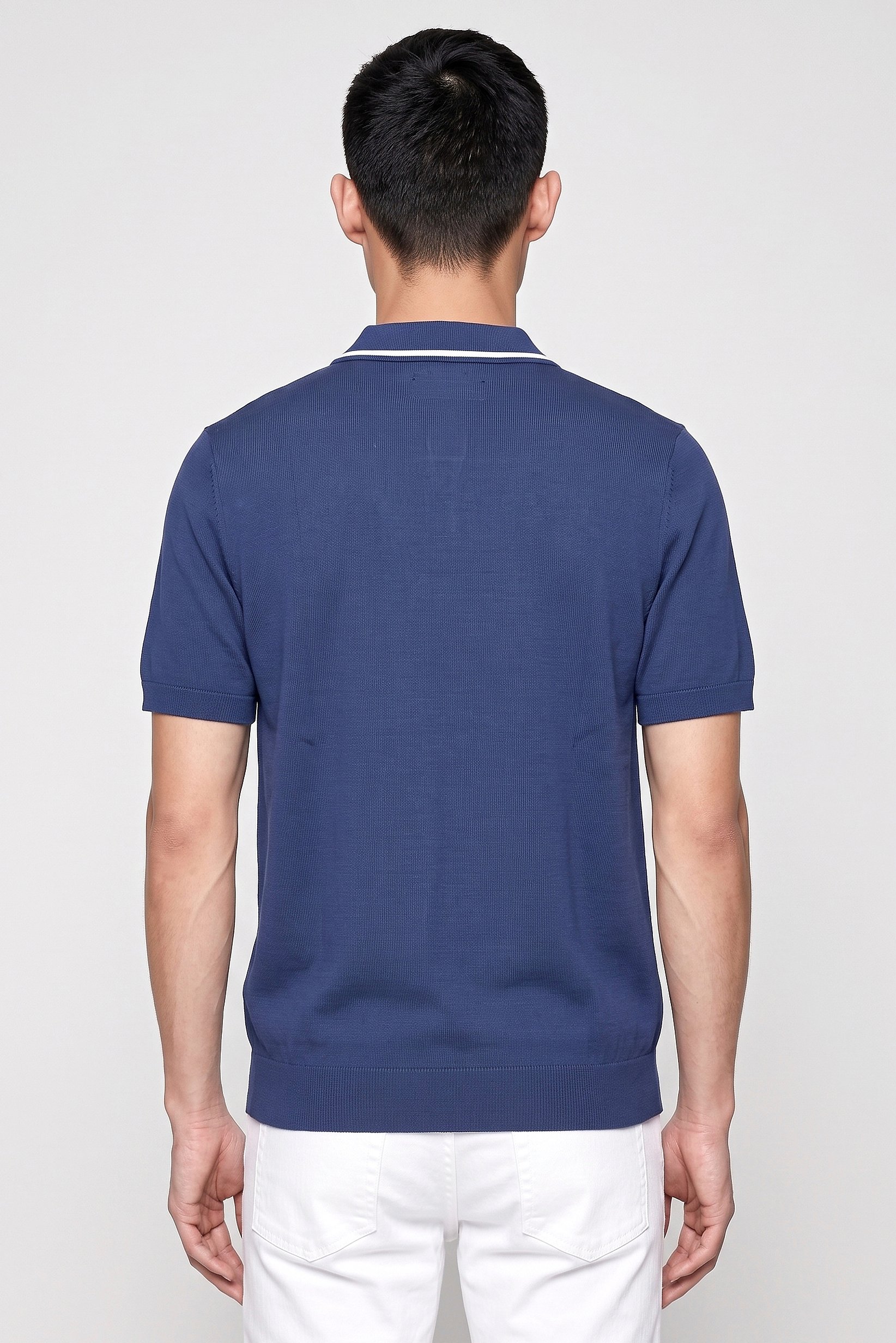 Men Regular Fit Plain Short Sleeve Polo Shirt, Navy
