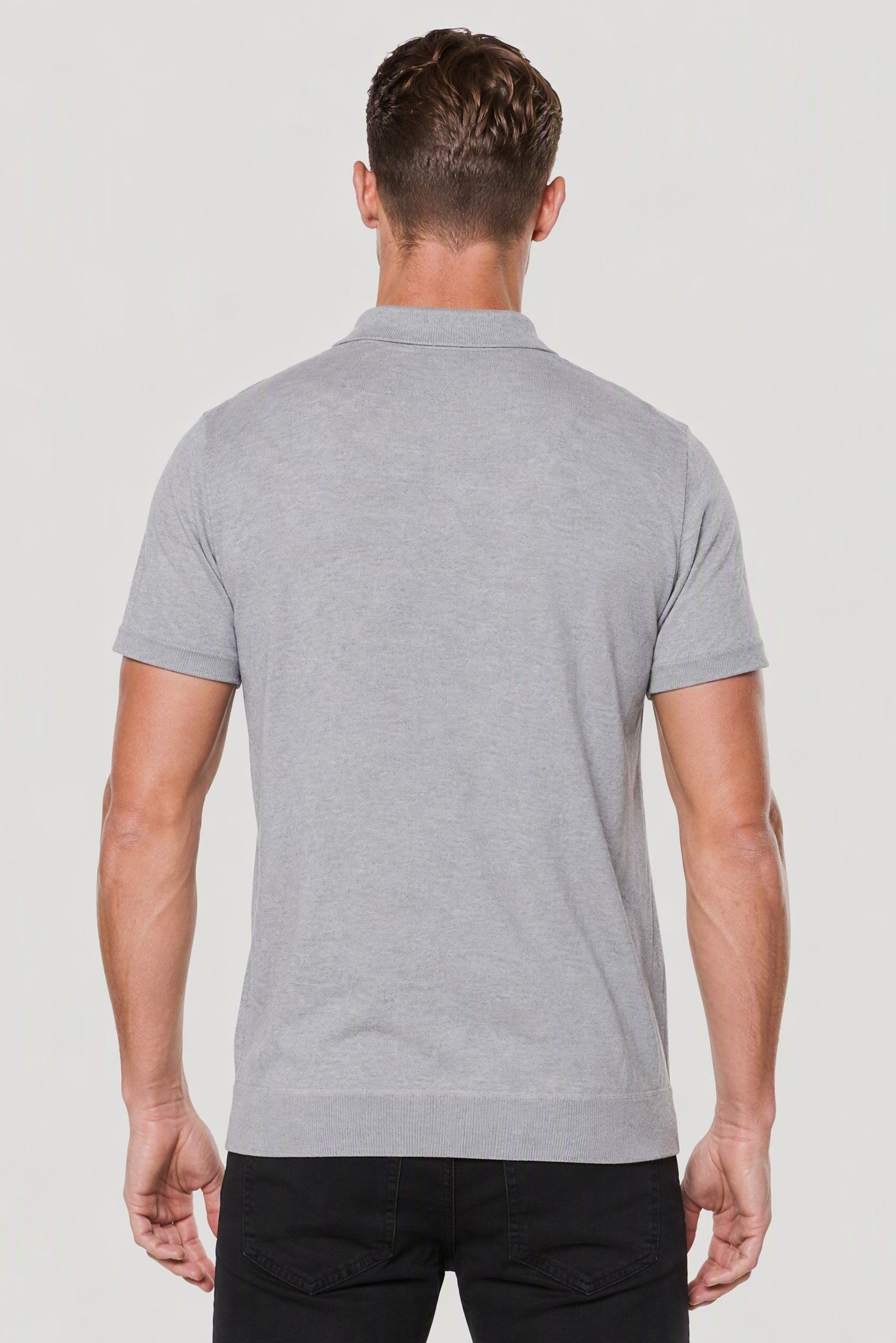Men Spread Color Textured Polo, Grey