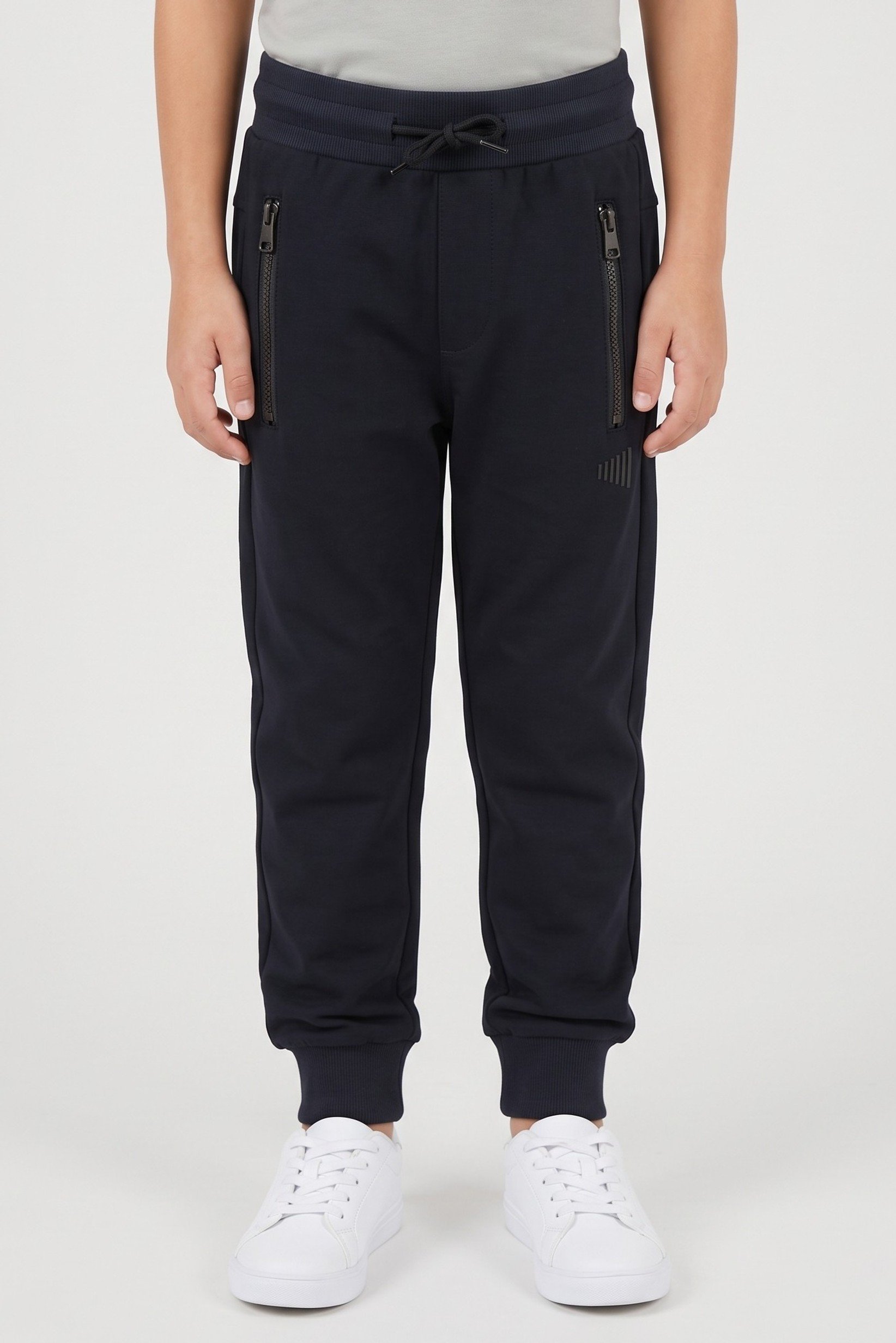 Kids Boy Regular Fit Brand Logo Jogger Pants, Navy