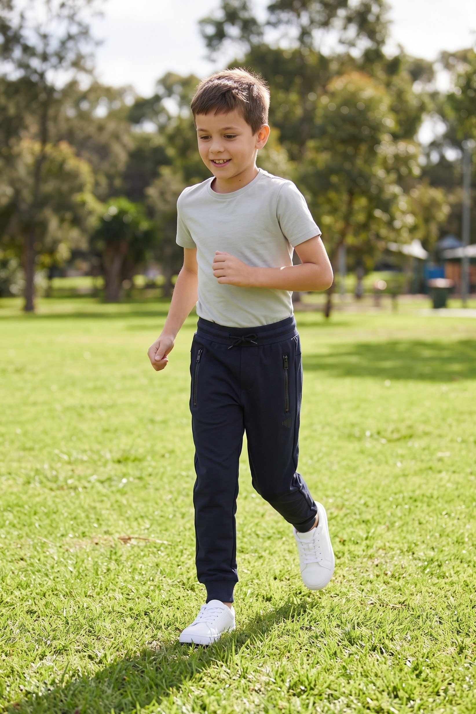 Kids Boy Regular Fit Brand Logo Jogger Pants, Navy