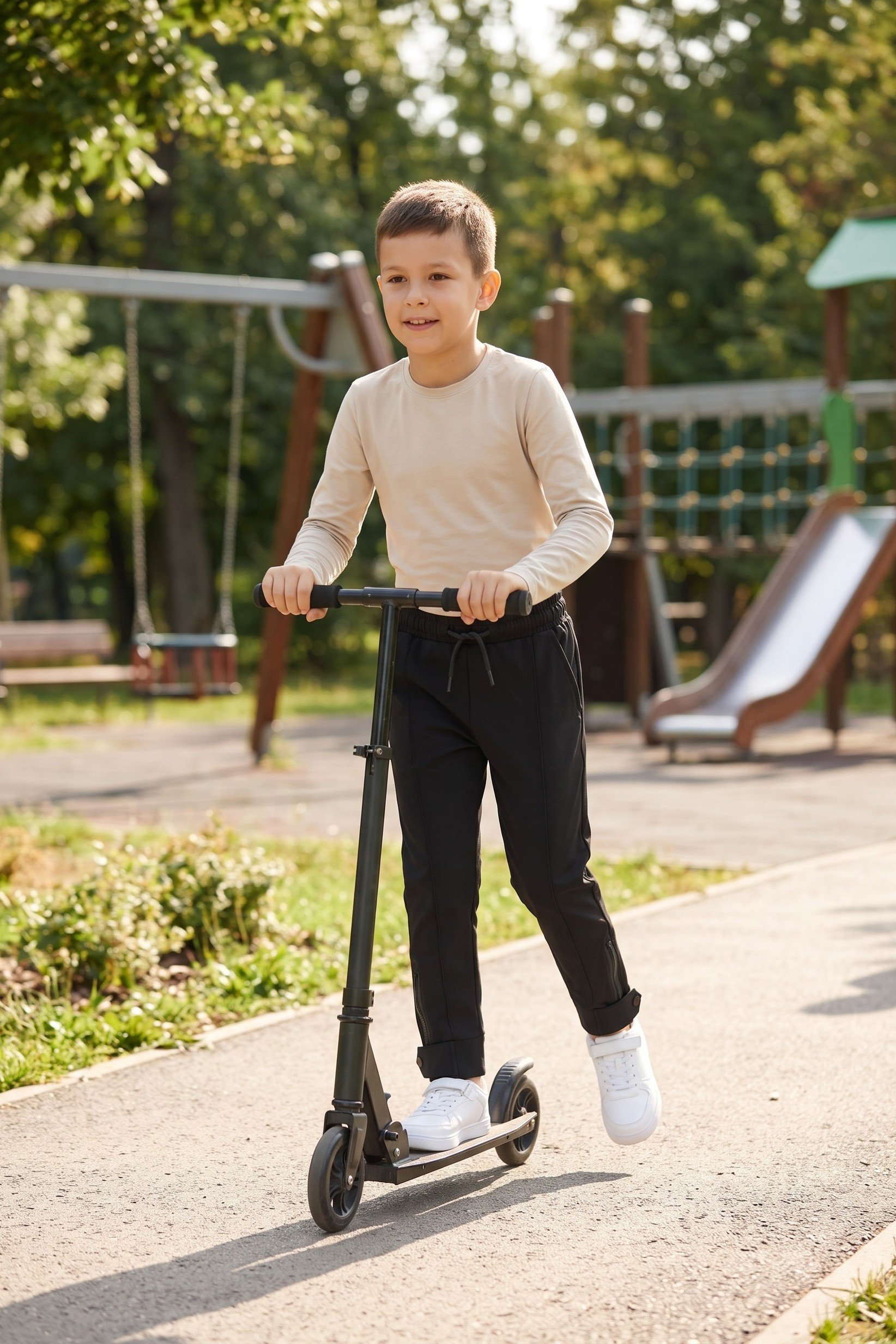 Kids Boy Brand Logo Track Pants, Black