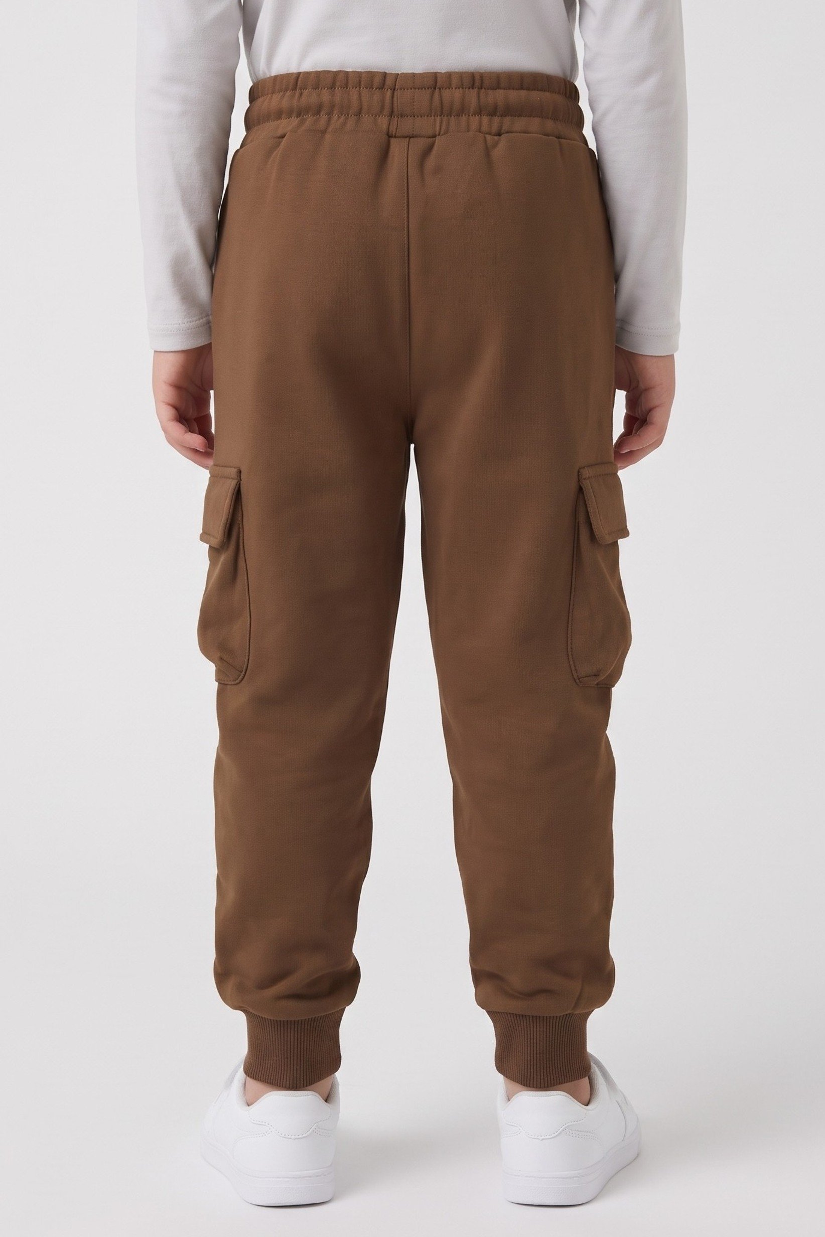 Kids Boy Regular Fit Solid Jogger Pants, Brown