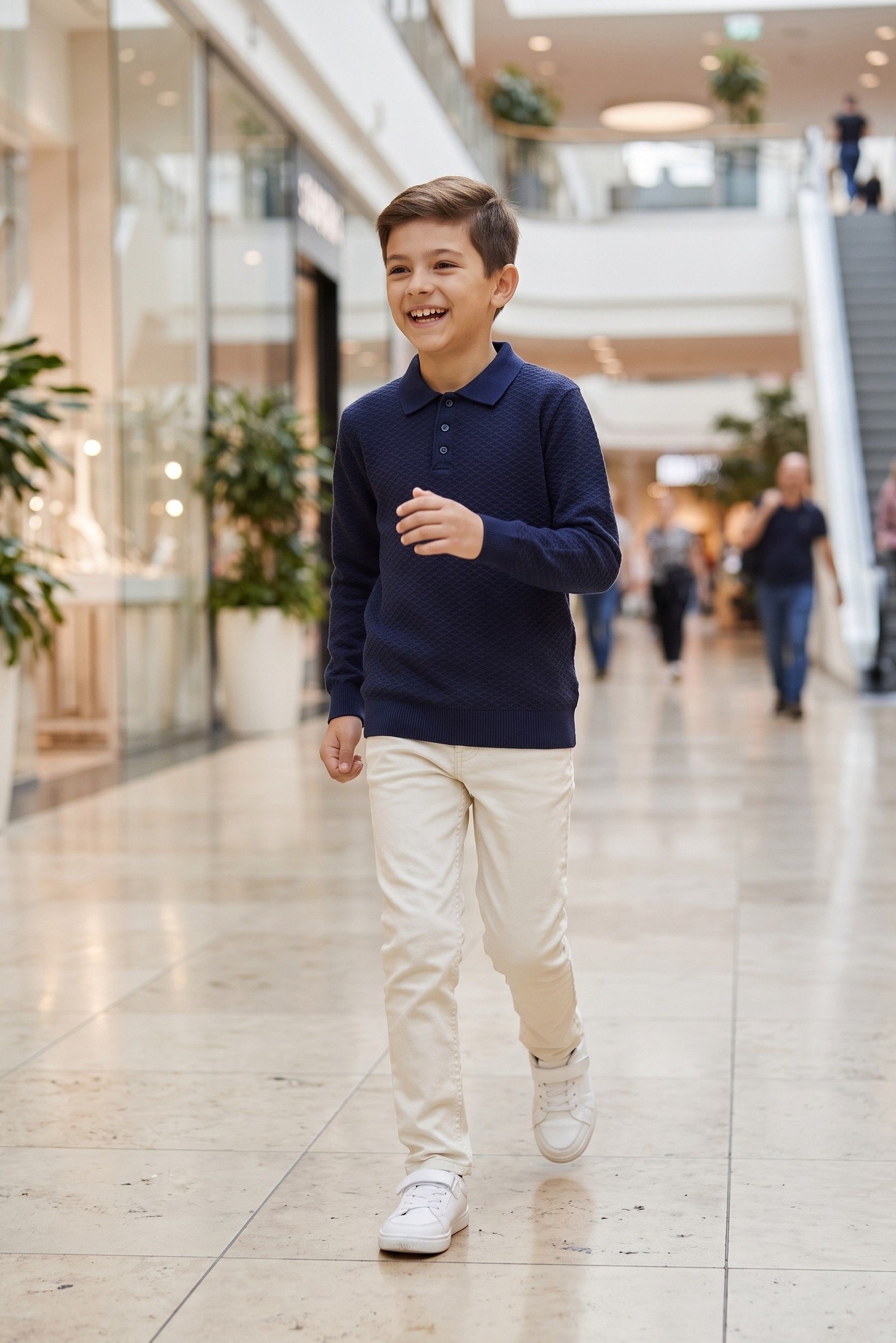 Kids Boy Spread Collar Textured Sweater, Multicolor