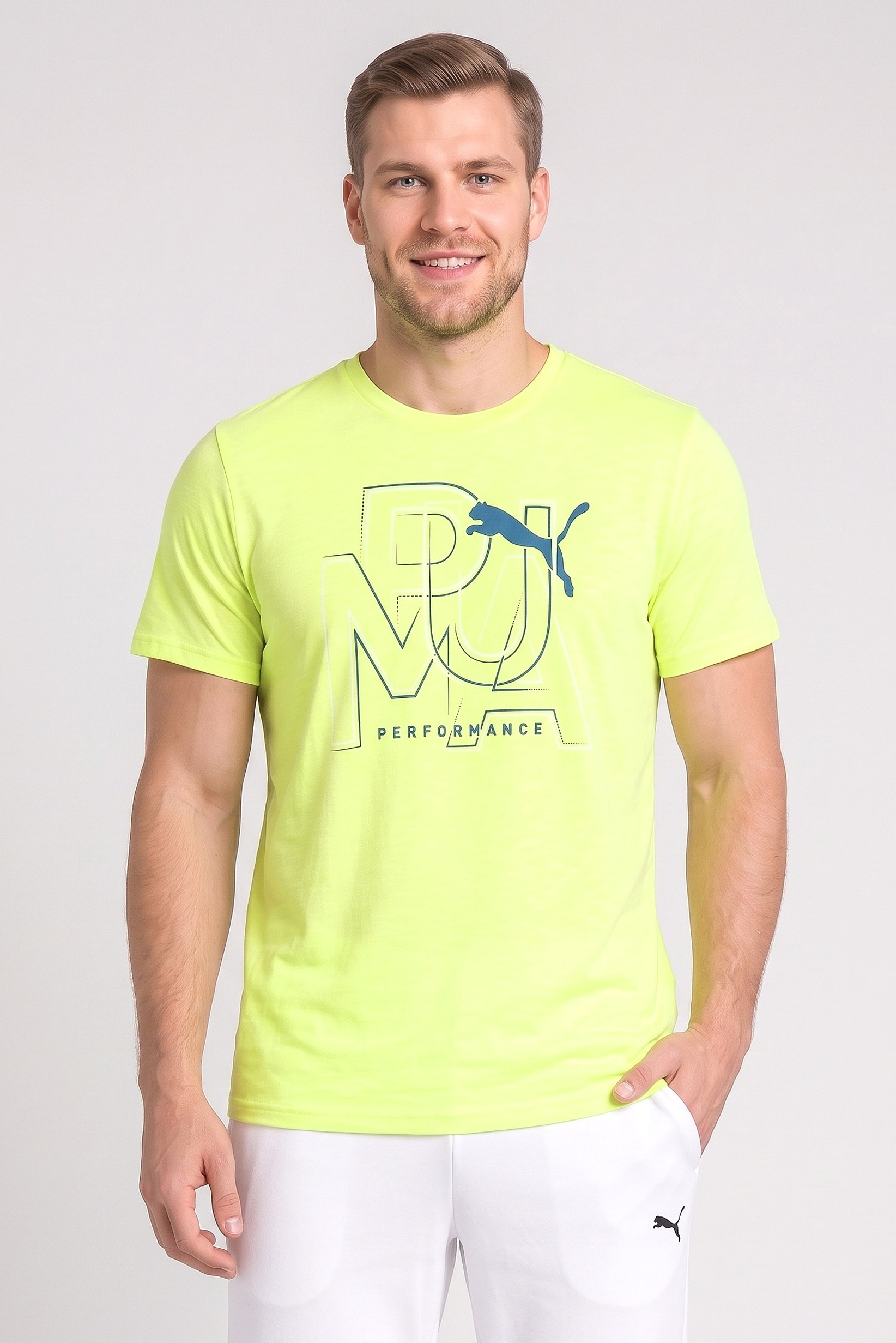Men Regular Fit Short Sleeve Training T-Shirt, Lime Green