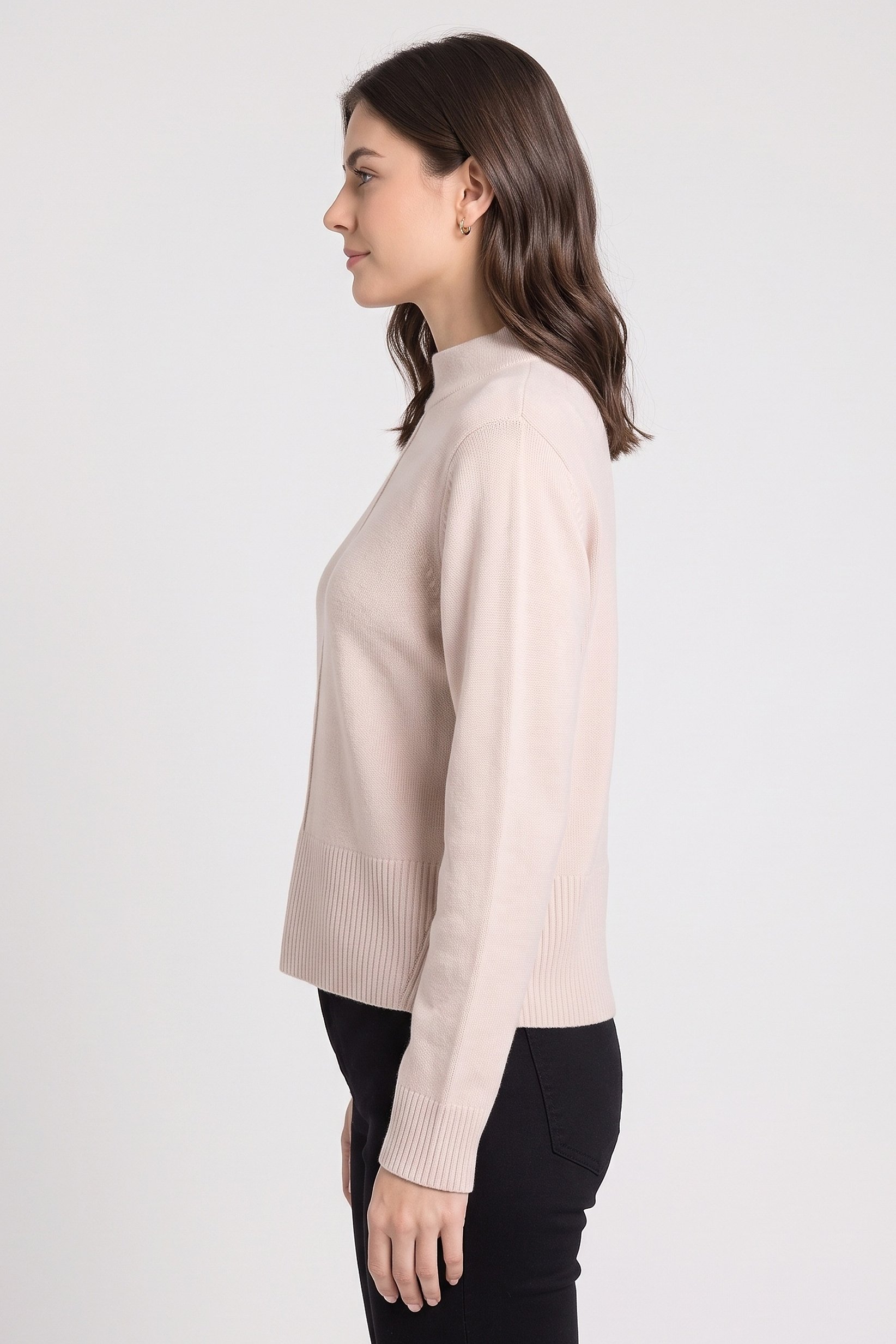 Couture Made For Vero Moda Women Round Neck Textured Sweater, Beige