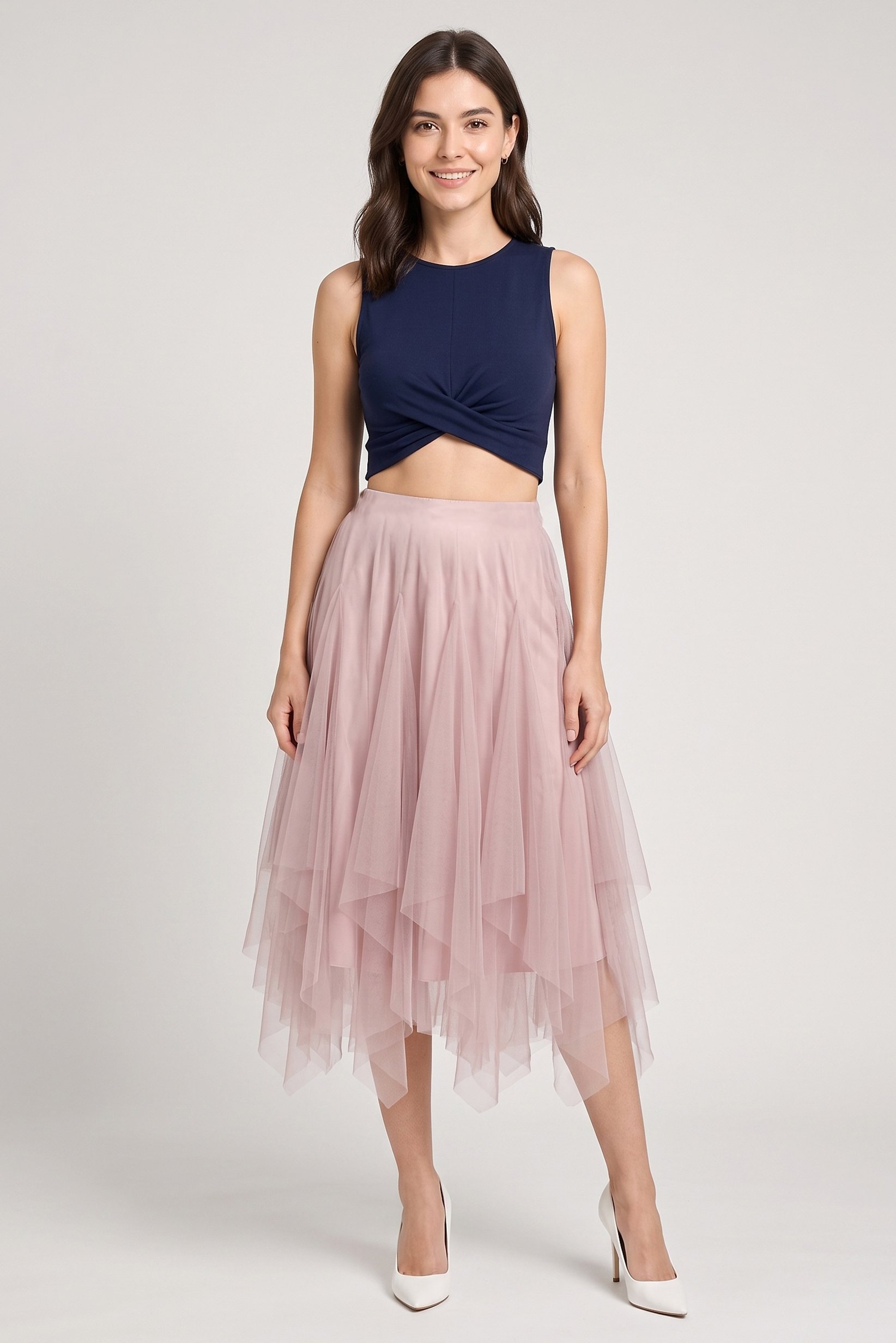 Women Mesh Midi Skirts, Pink