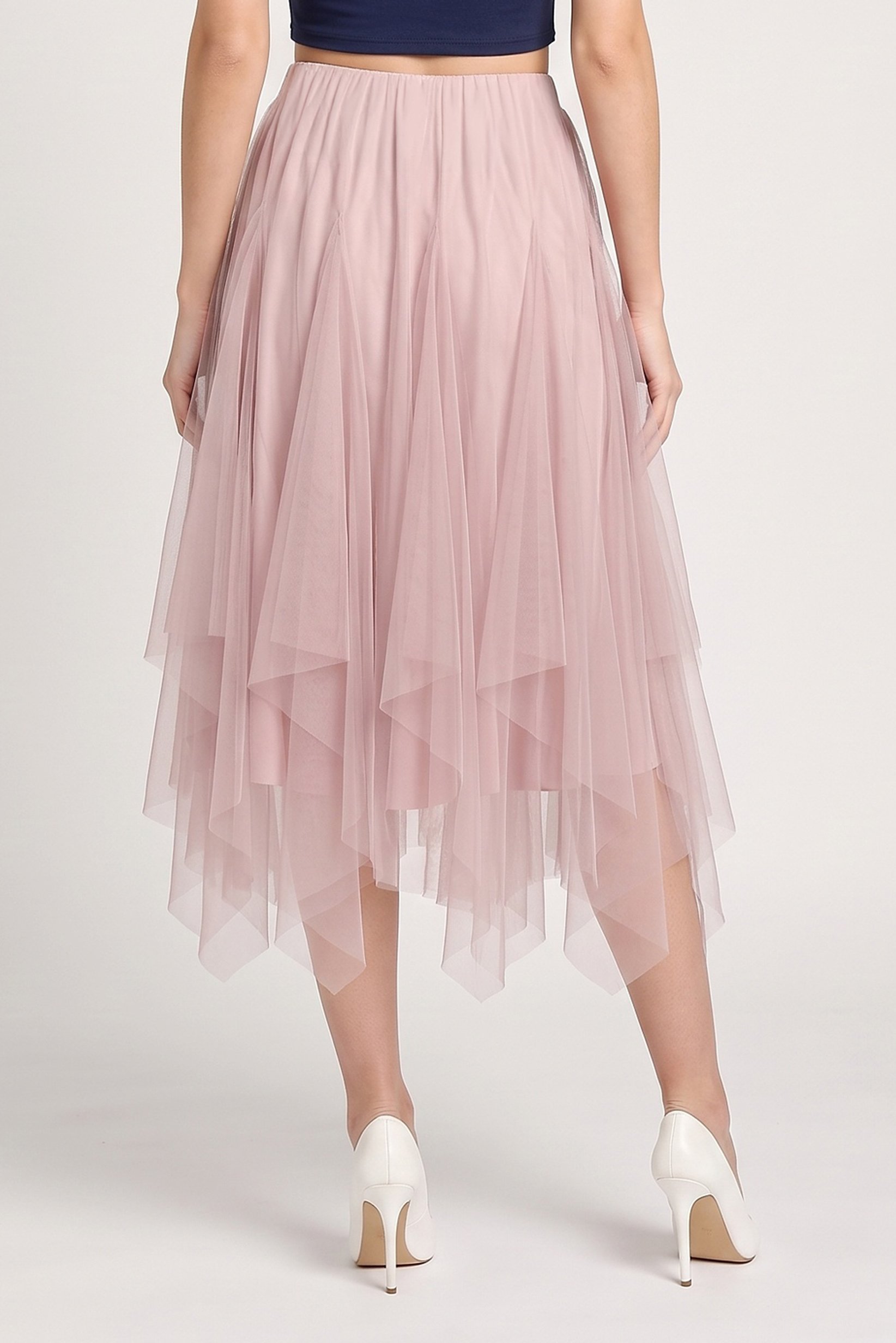 Women Mesh Midi Skirts, Pink
