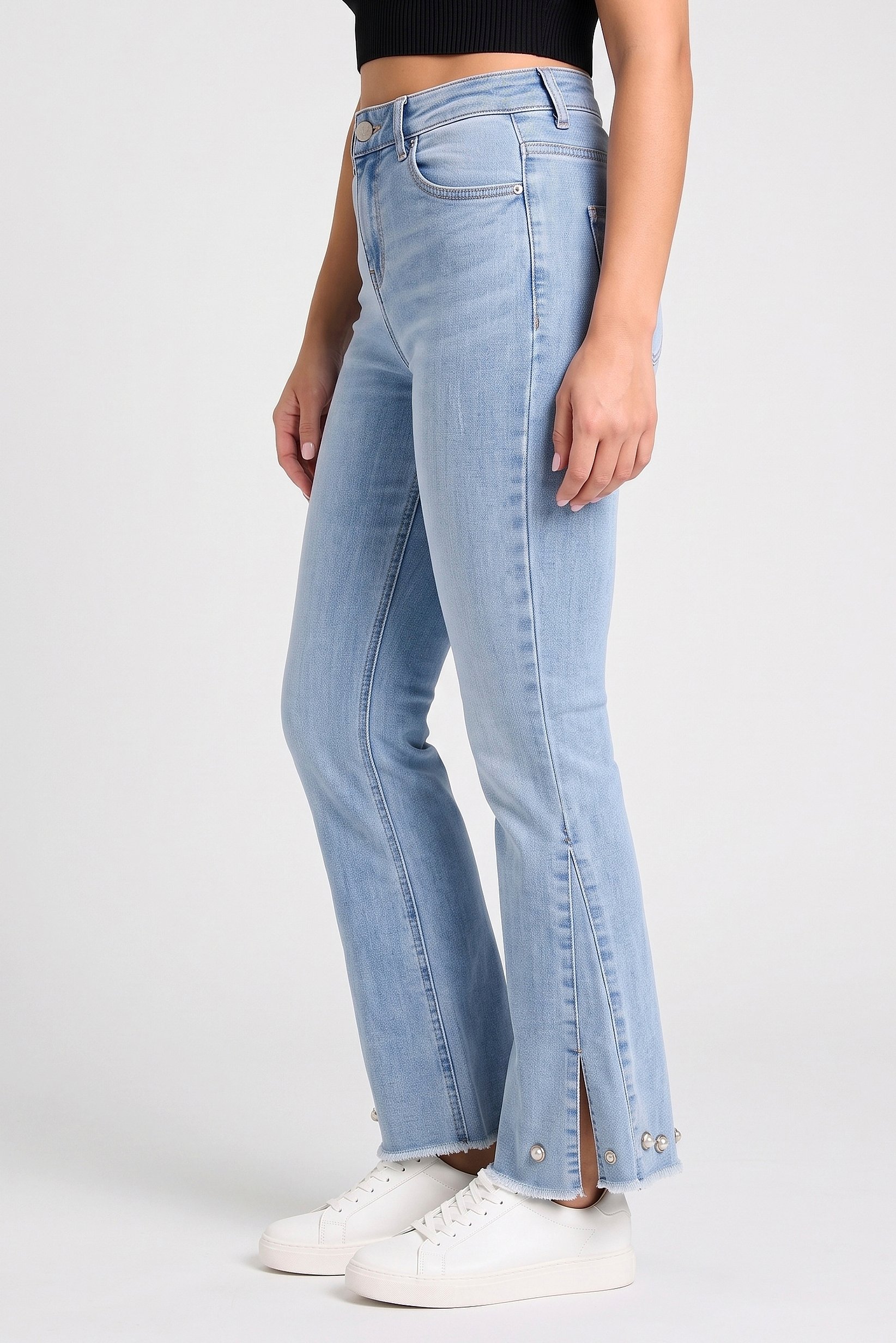 Women Boot Cut Fit Stretchable Denim Jeans, Light Blue