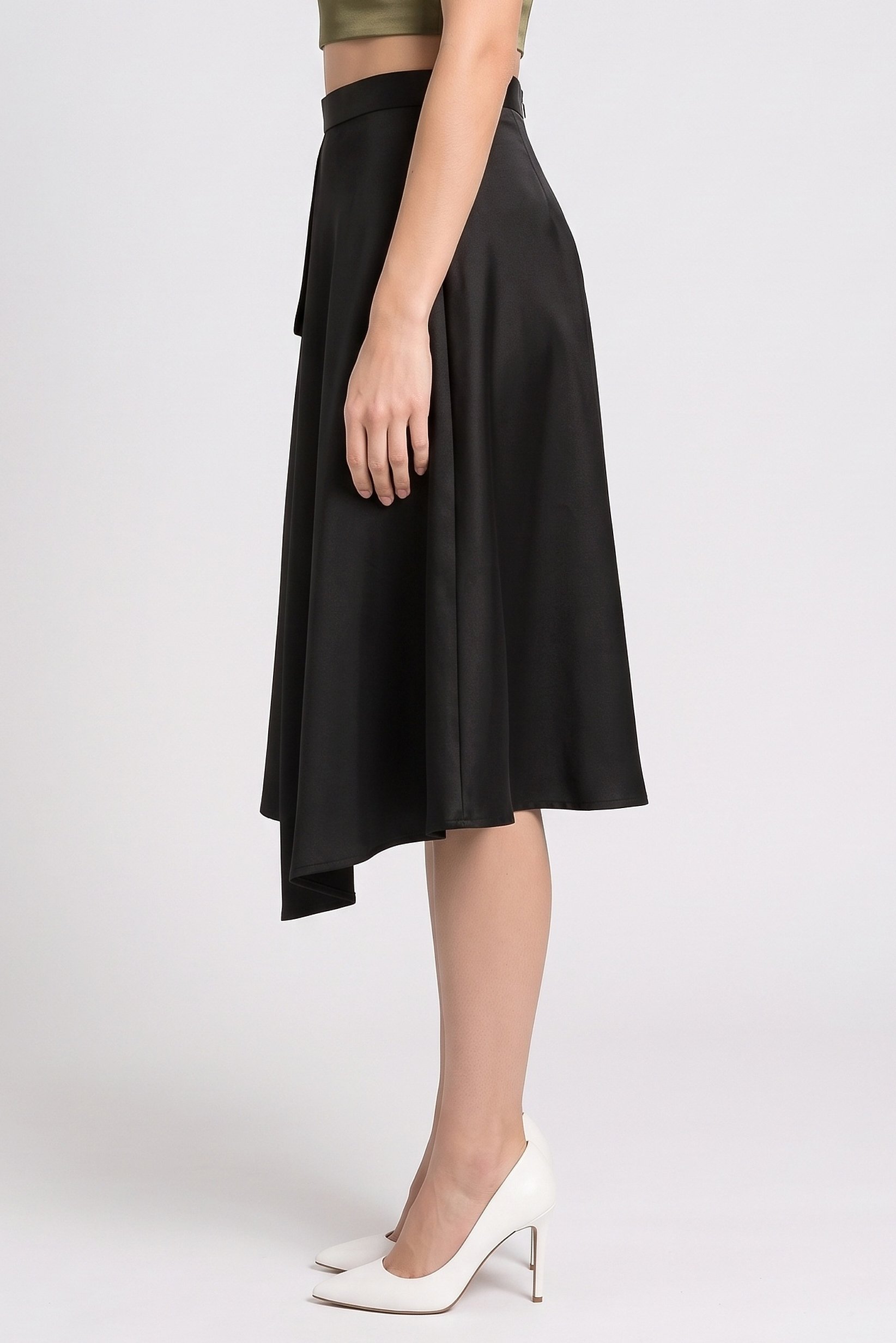 Women Plain Midi Skirt, Black