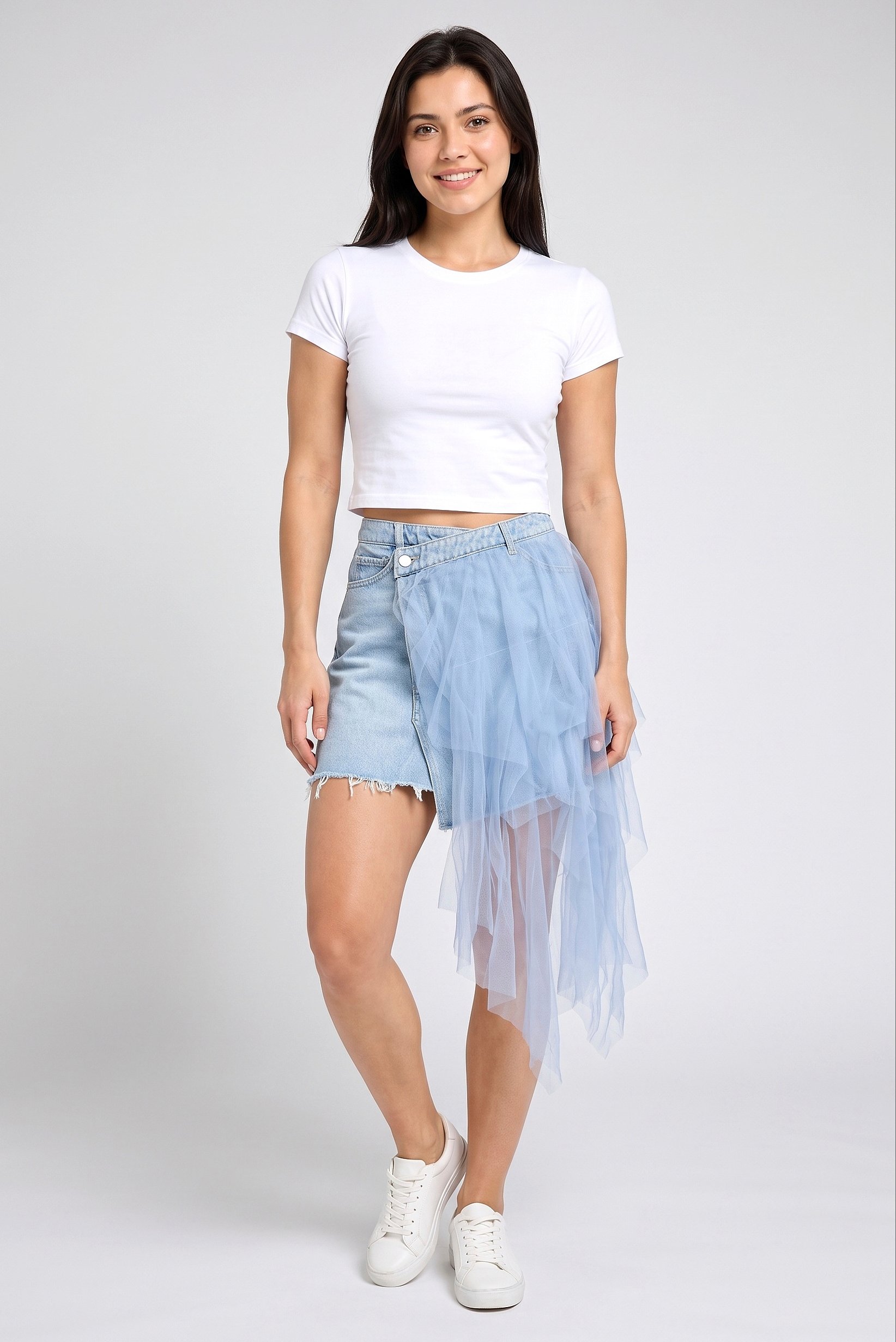 Your Choice By Vero Moda Women Washed Denim Skirt, Light Blue
