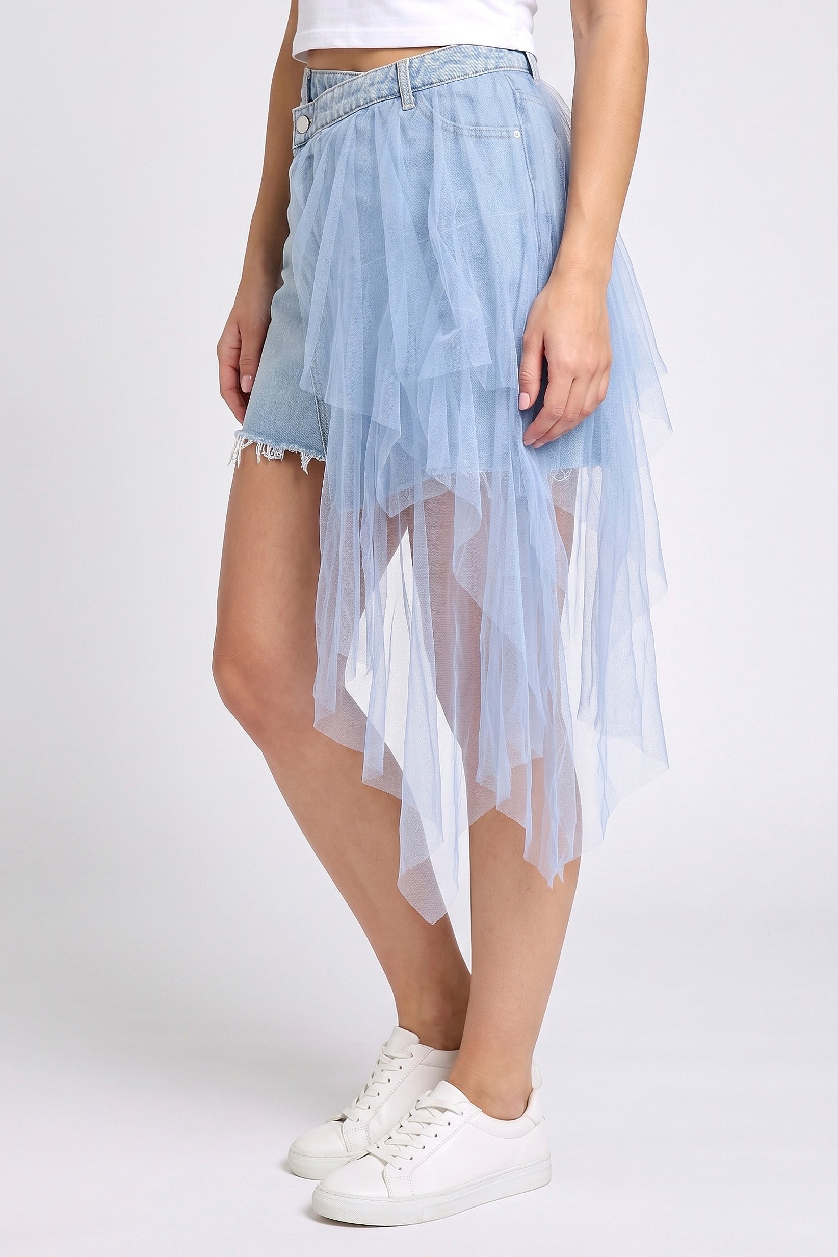 Your Choice By Vero Moda Women Washed Denim Skirt, Light Blue