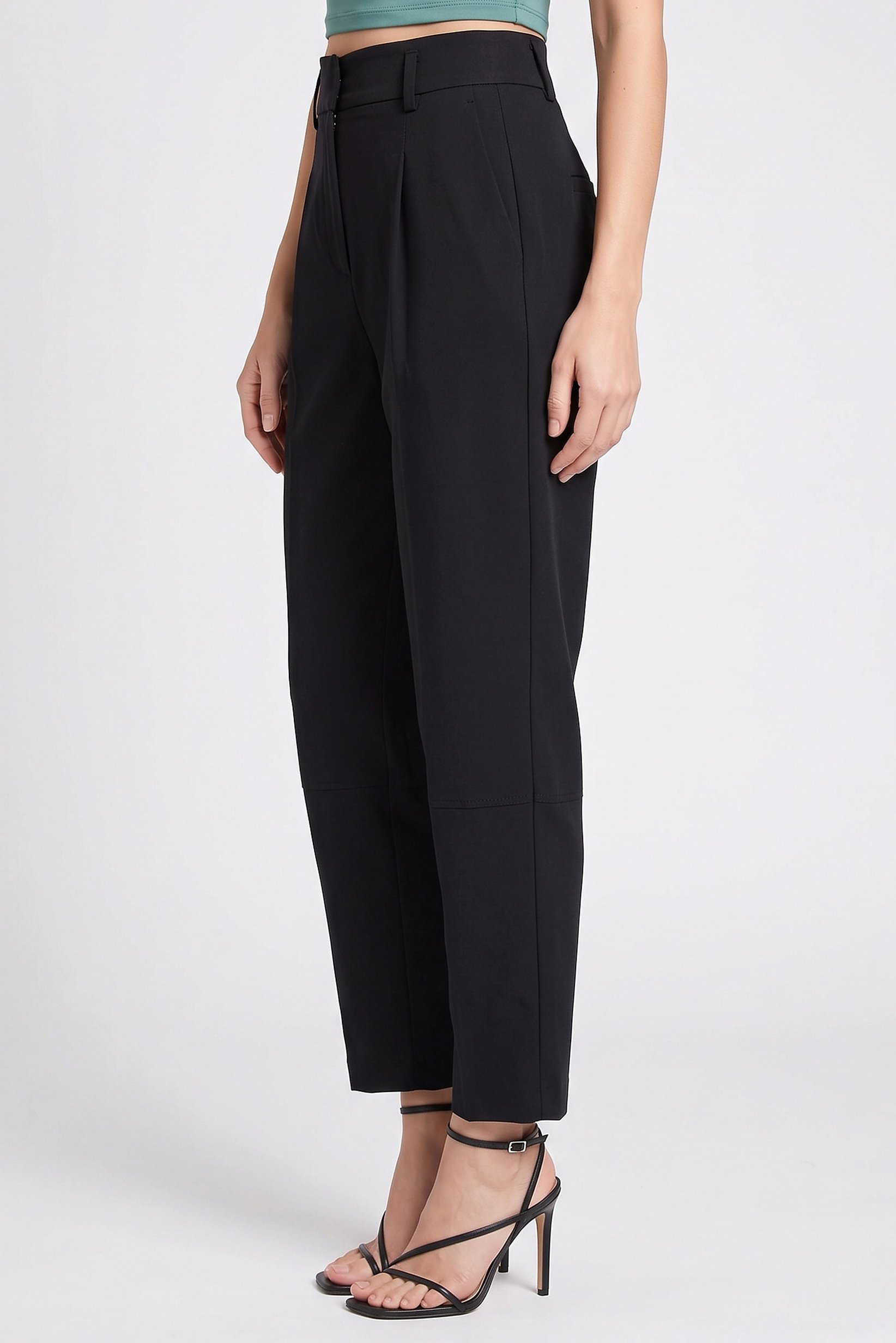 Women Regular Fit Solid Straight Leg Pants, Black