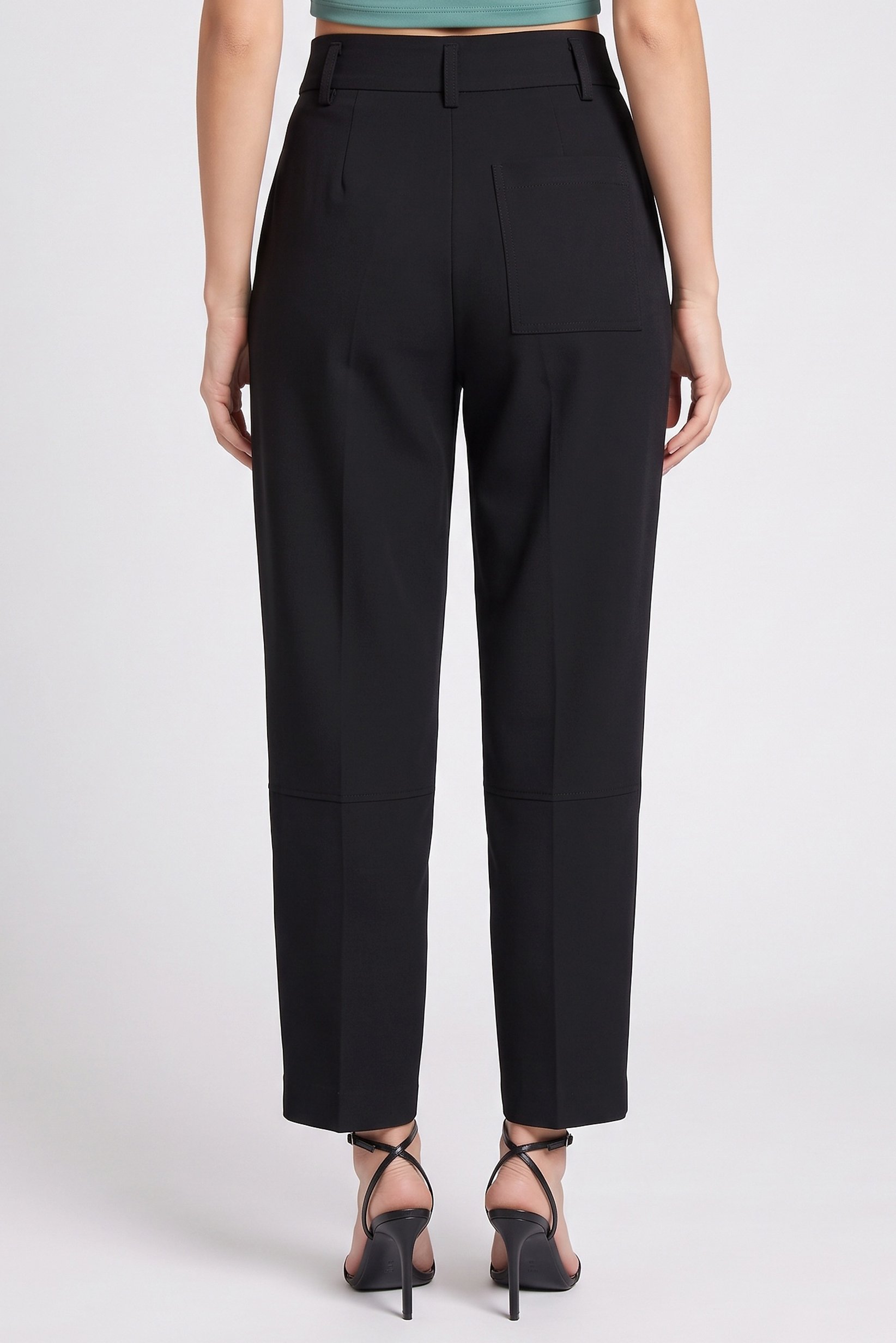 Women Regular Fit Solid Straight Leg Pants, Black
