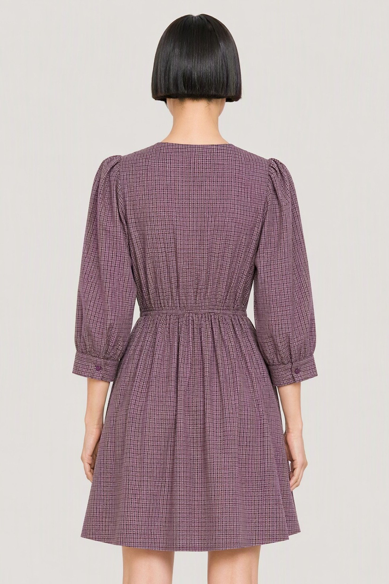 Women  Micro Check Print Shirt Dress, Multicolor