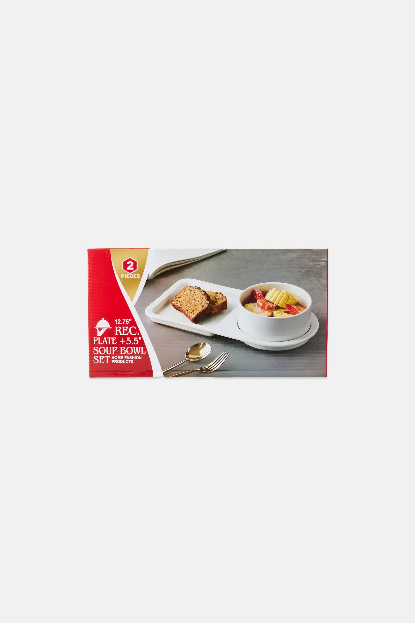 2 Pcs Serving Plate With Bowl, White