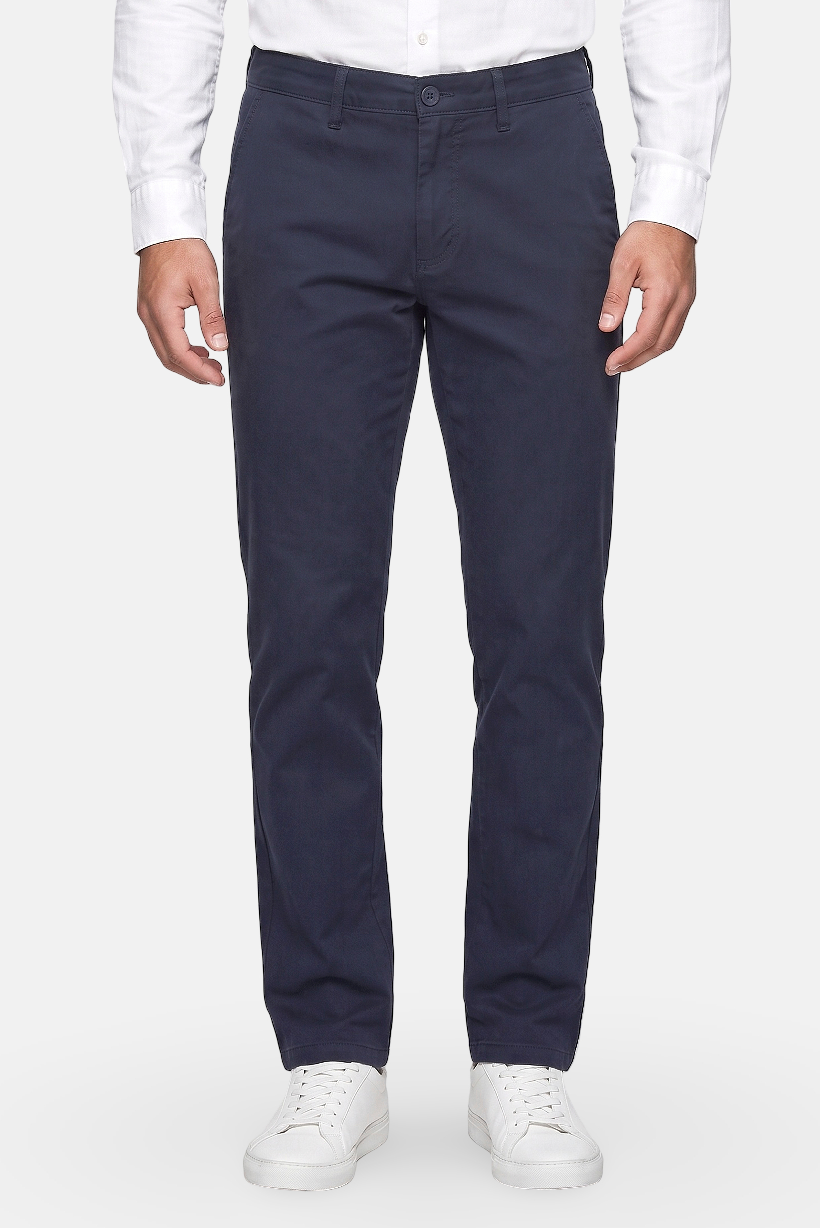 Men Straight Fit Solid Chino Pants, Navy